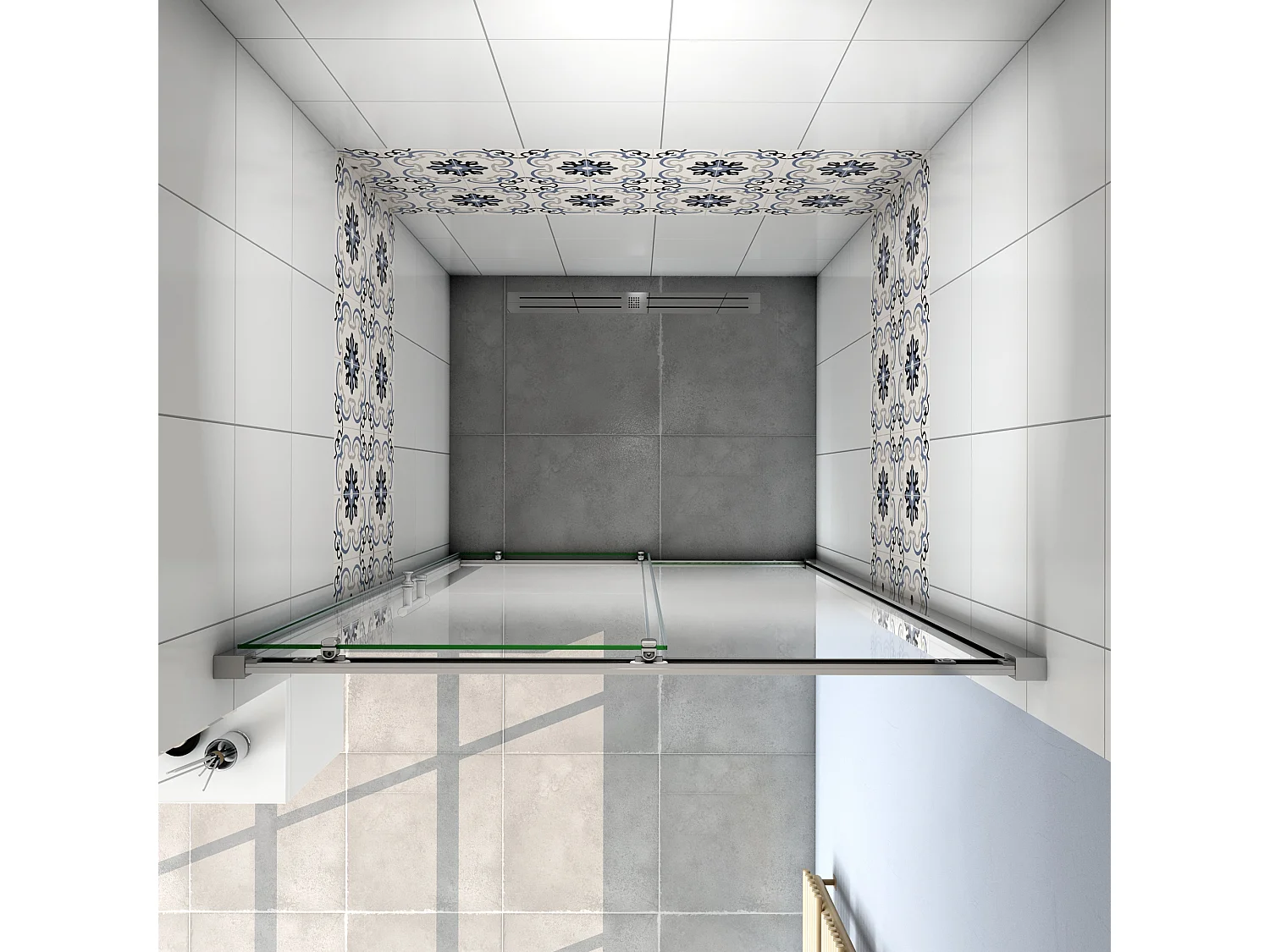 AICA Mampara de ducha corredera,perfil cromado,vidrio serigrafiado 6mm,(1160-1200)x1900mm