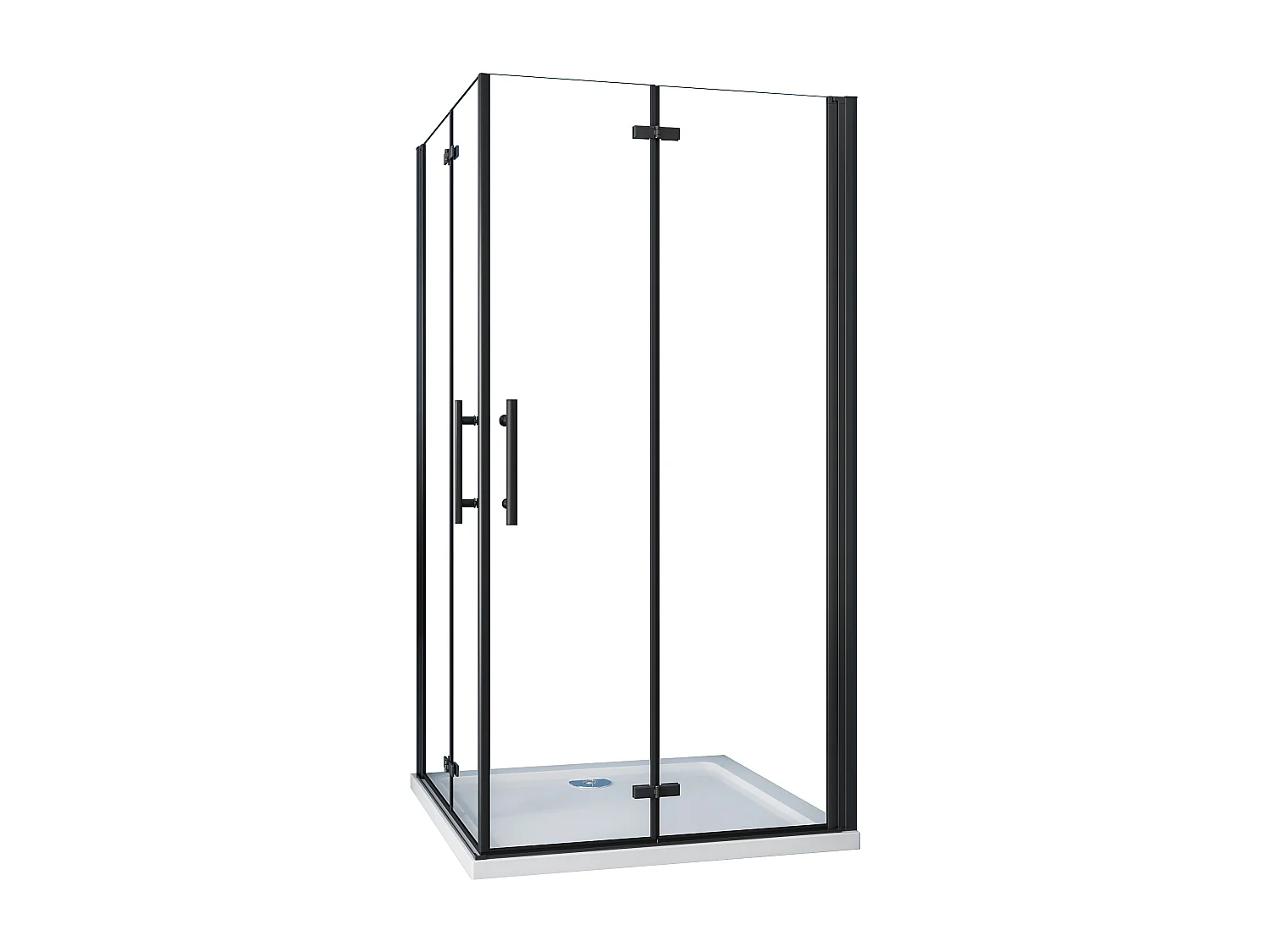 Cabine de duche rectangular Fole Vidro temperado Easyclean de 5mm com perfil preto mate Tamanho:(780-800)x(880-900)x1900mm-AICA