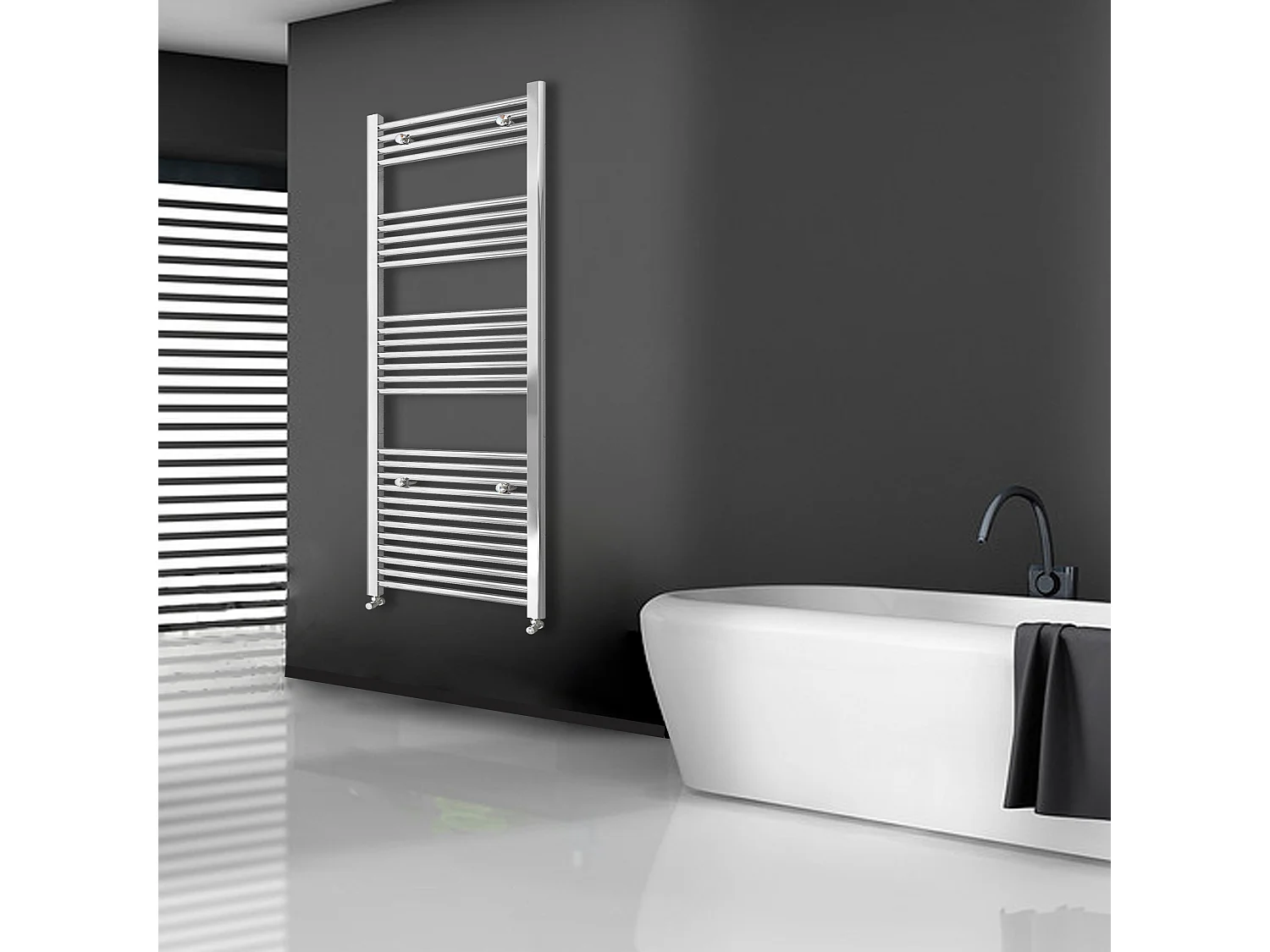 Radiador toallero en circuito de agua caliente 160x45cm Cromado