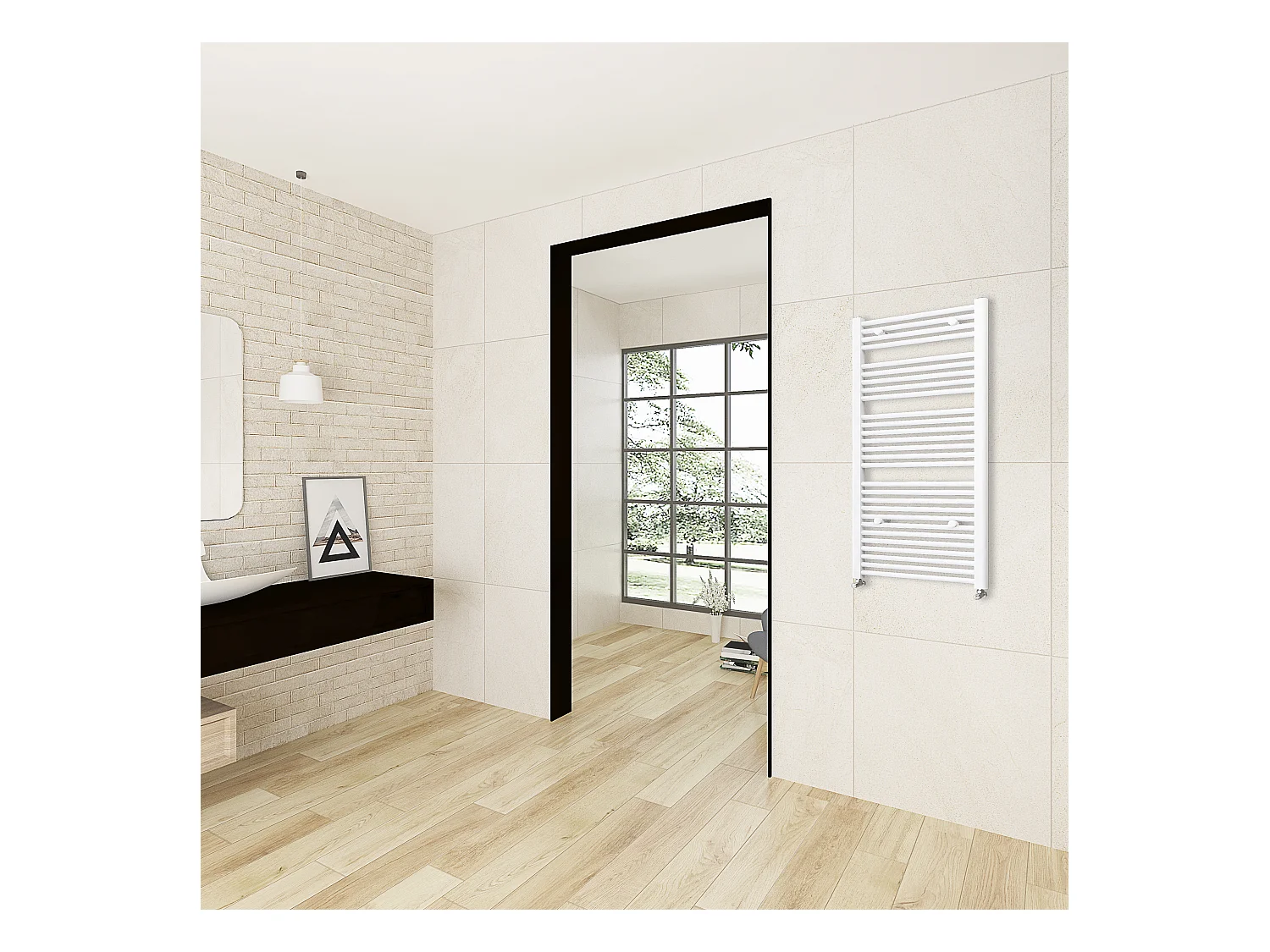 Radiador toallero de agua calefacción blanco 1200x600mm