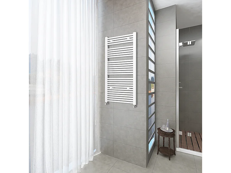 Radiador toallero 120x55cm Blanco 55cm entre ejes en circuito de agua caliente