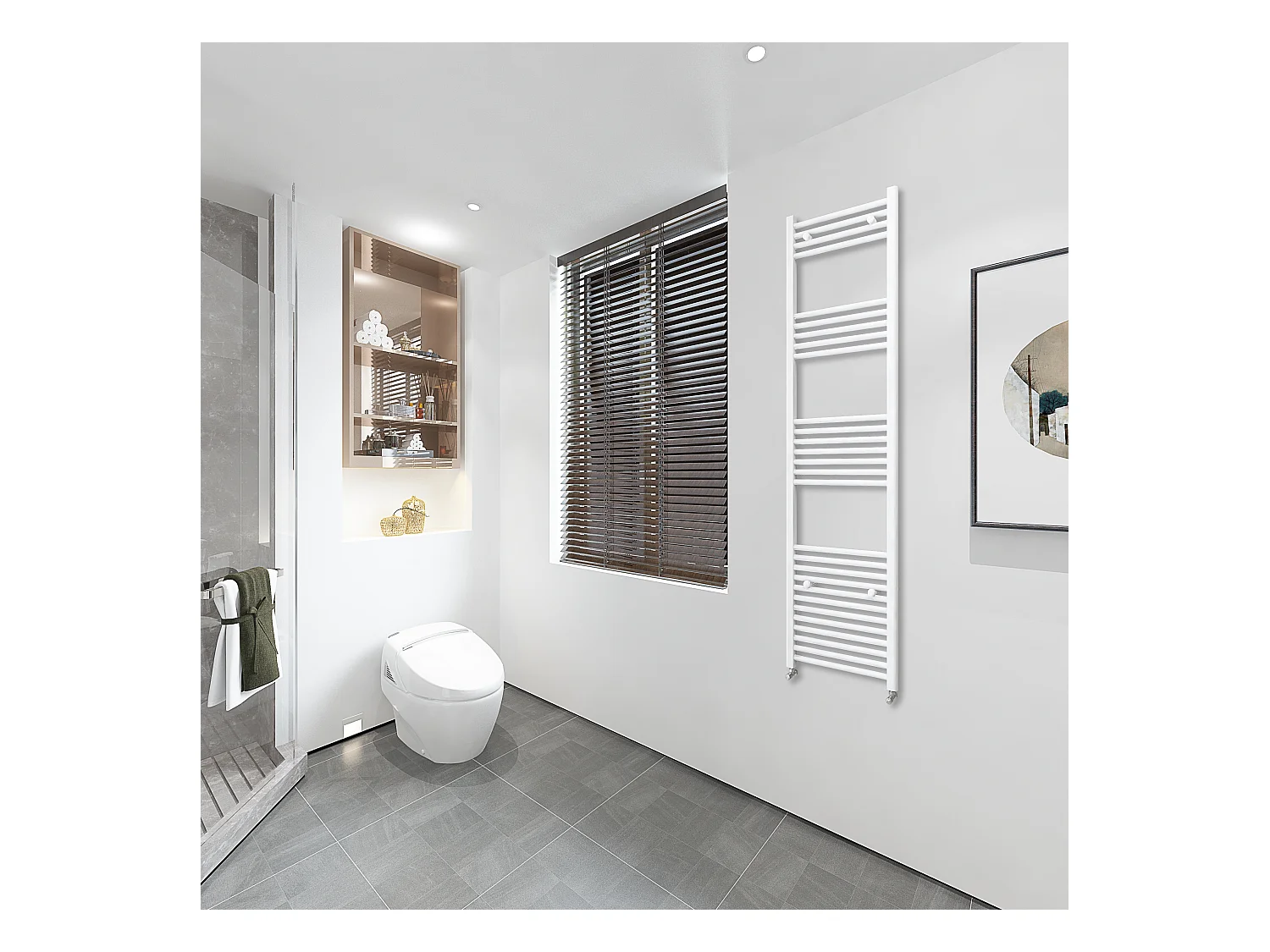 Radiador toallero de alta salida de calor blanco calefacción 180x45cm