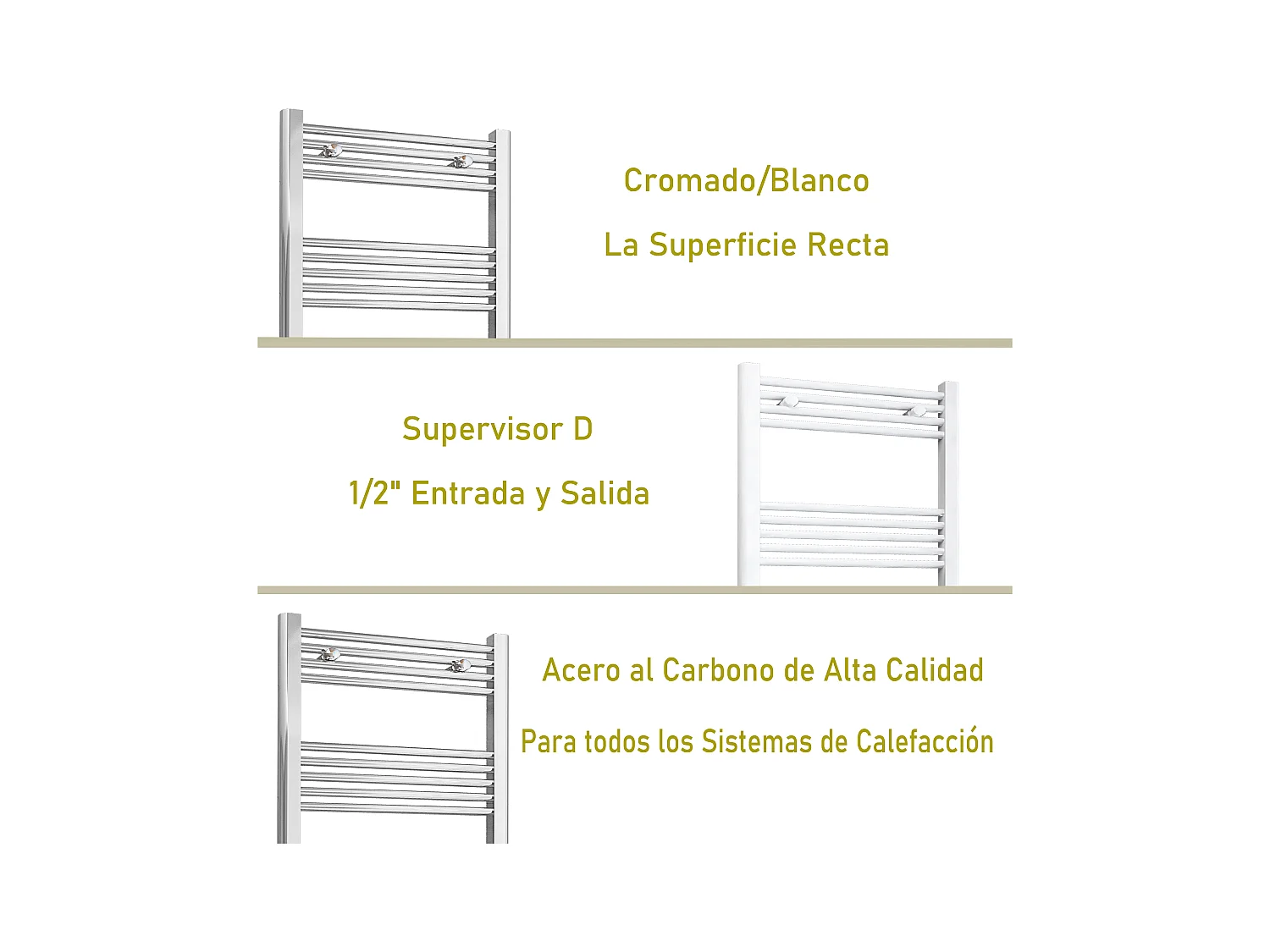 Radiador toallero de alta salida de calor blanco calefacción 180x45cm