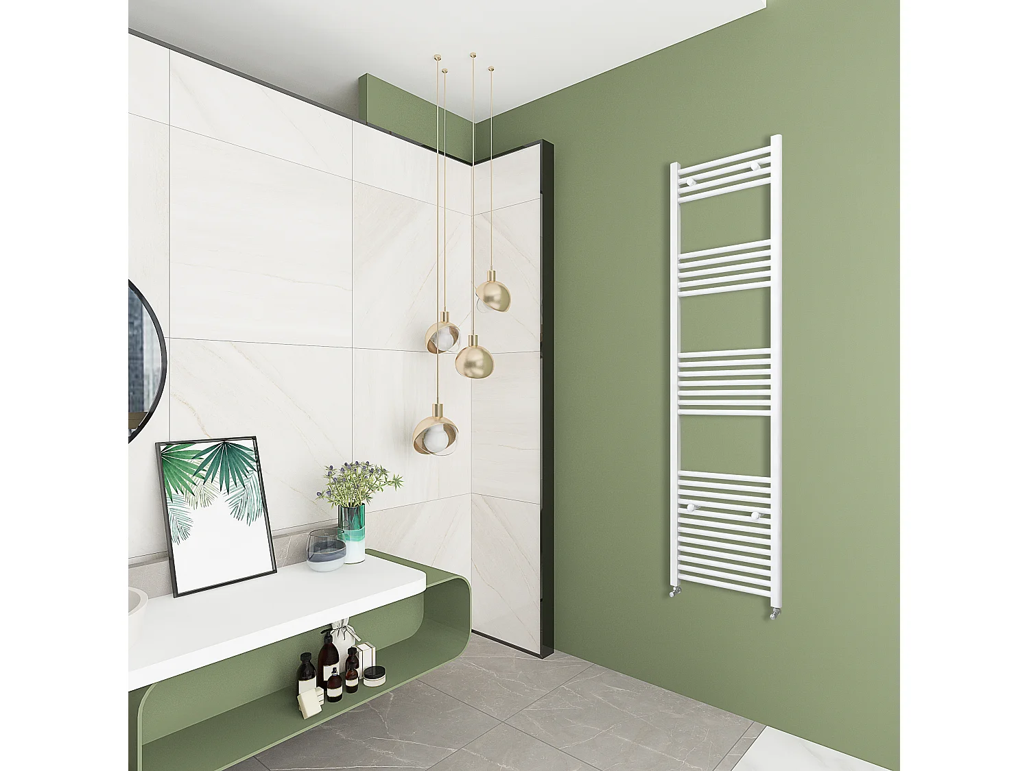 Toallero Secatoallas radiador de agua en la pared 1800x450mm blanco calefacción