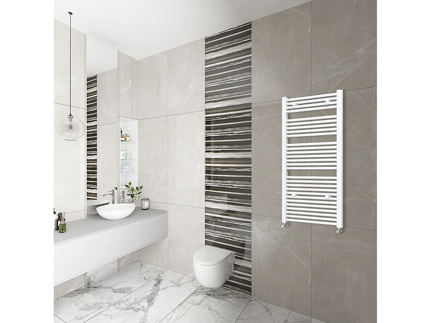 Radiador toallero de agua fácil de Instalar 120x55cm Blanco