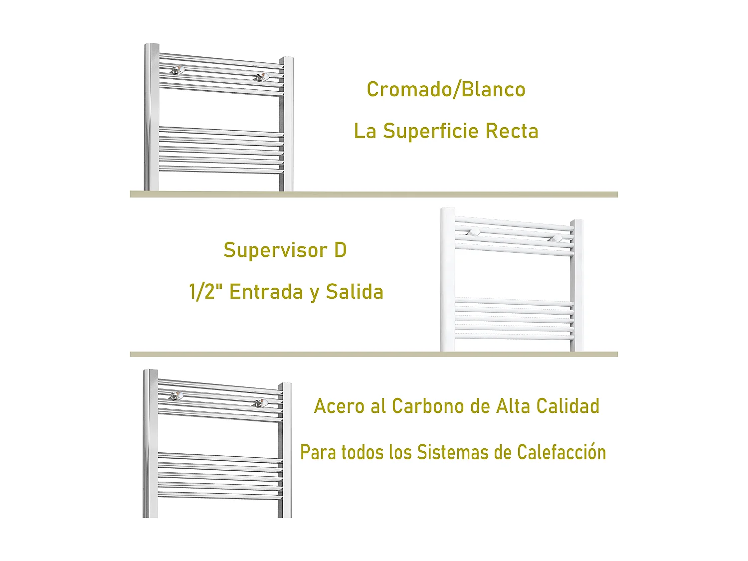 Radiador toallero de alta salida de calor cromado calefacción 160x60cm