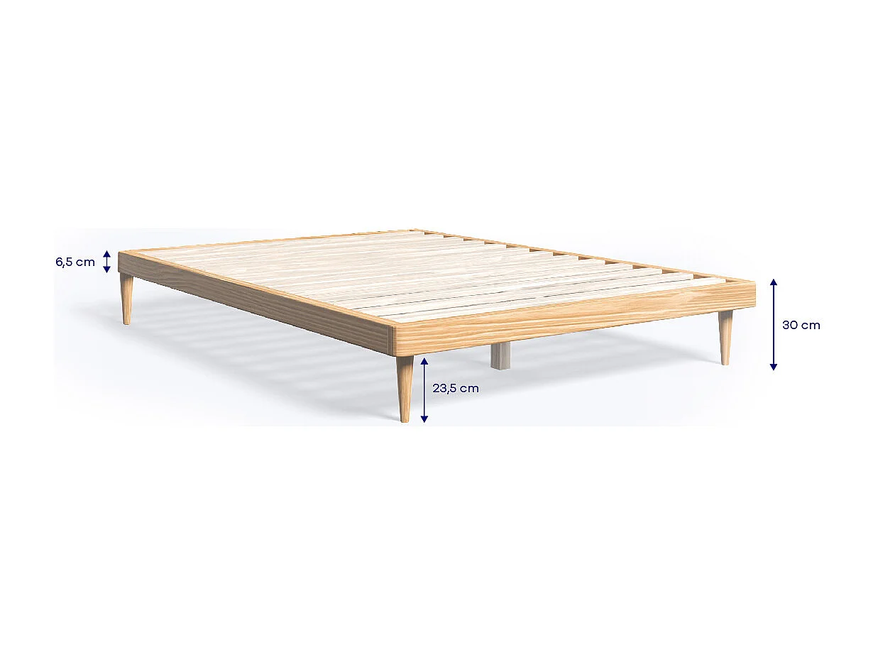 Sommier bois clair Alba finition chêne sommier inclus 160x200cm