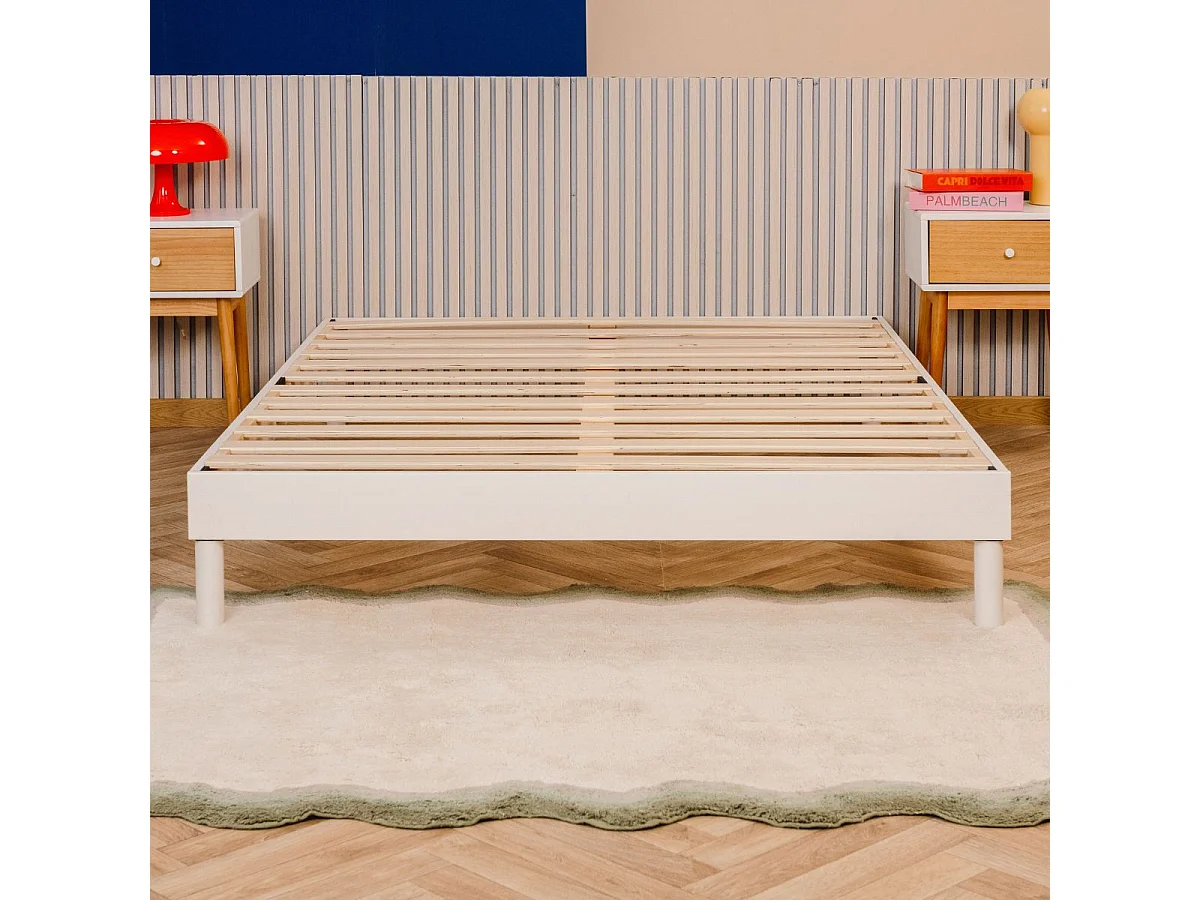 Sommier à Lattes en kit bois Blanc - 150 x 190 cm