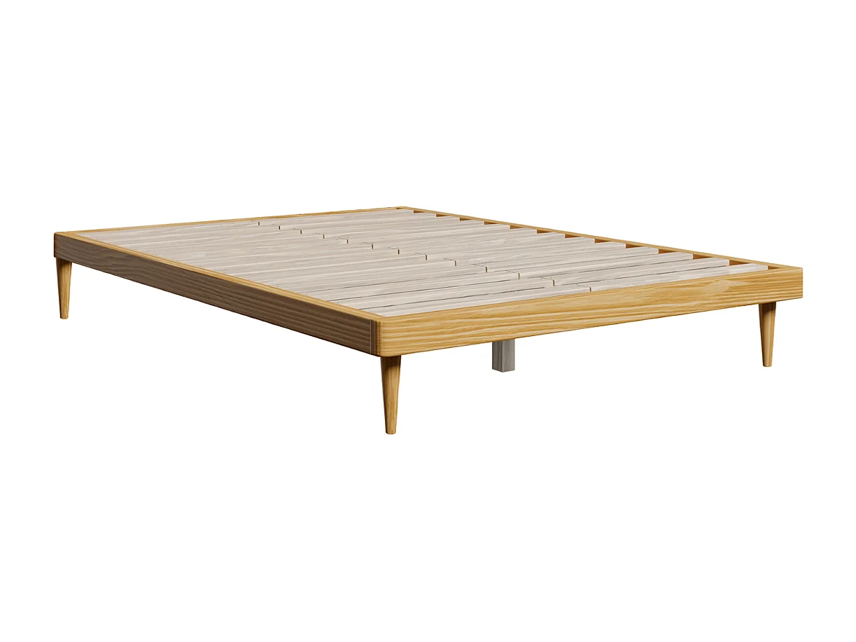 Sommier bois clair Alba finition chêne sommier inclus 140x190cm