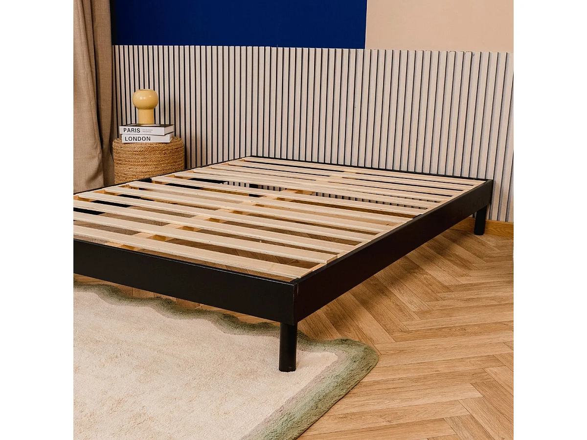 Sommier à Lattes en kit bois Anthracite - 90 x 190 cm