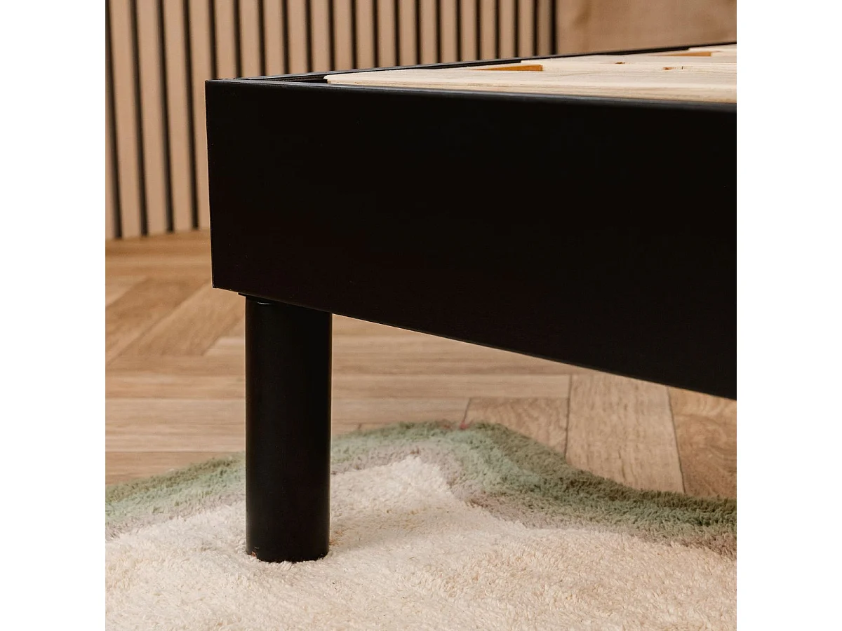 Sommier à Lattes en kit bois Anthracite - 90 x 190 cm