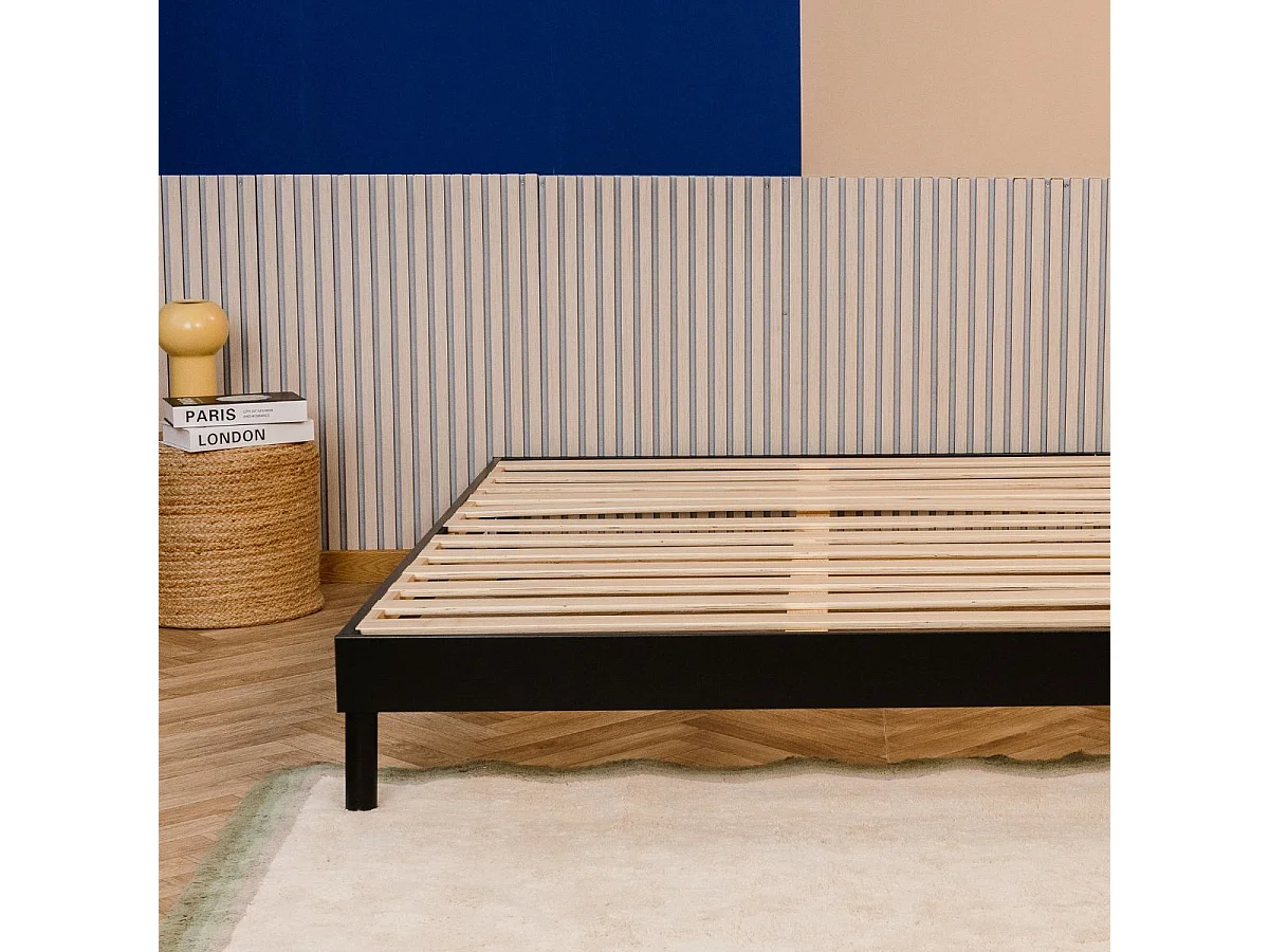 Sommier à Lattes en kit bois Anthracite - 135 x 190 cm