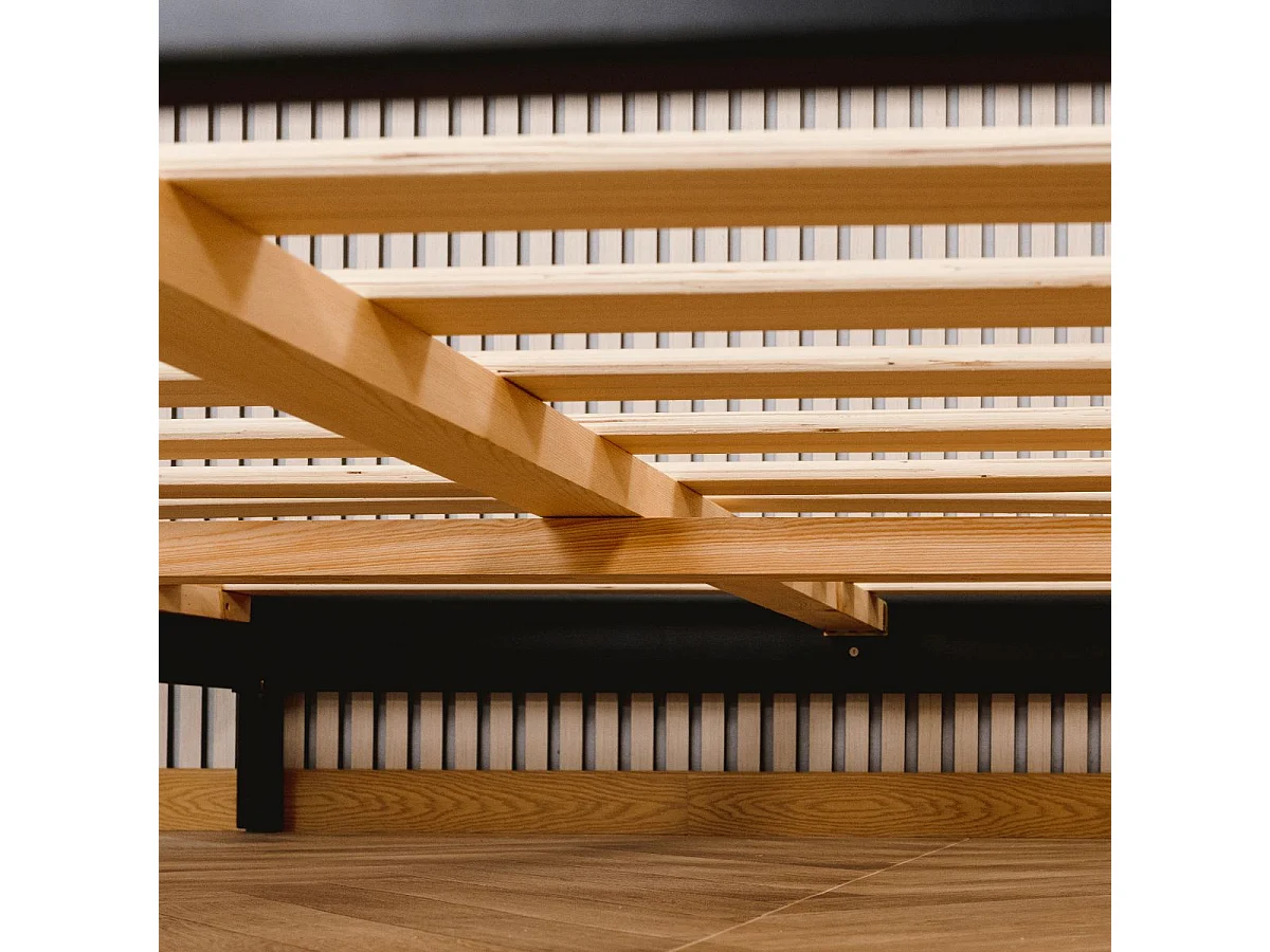 Sommier à Lattes en kit bois Anthracite - 135 x 190 cm