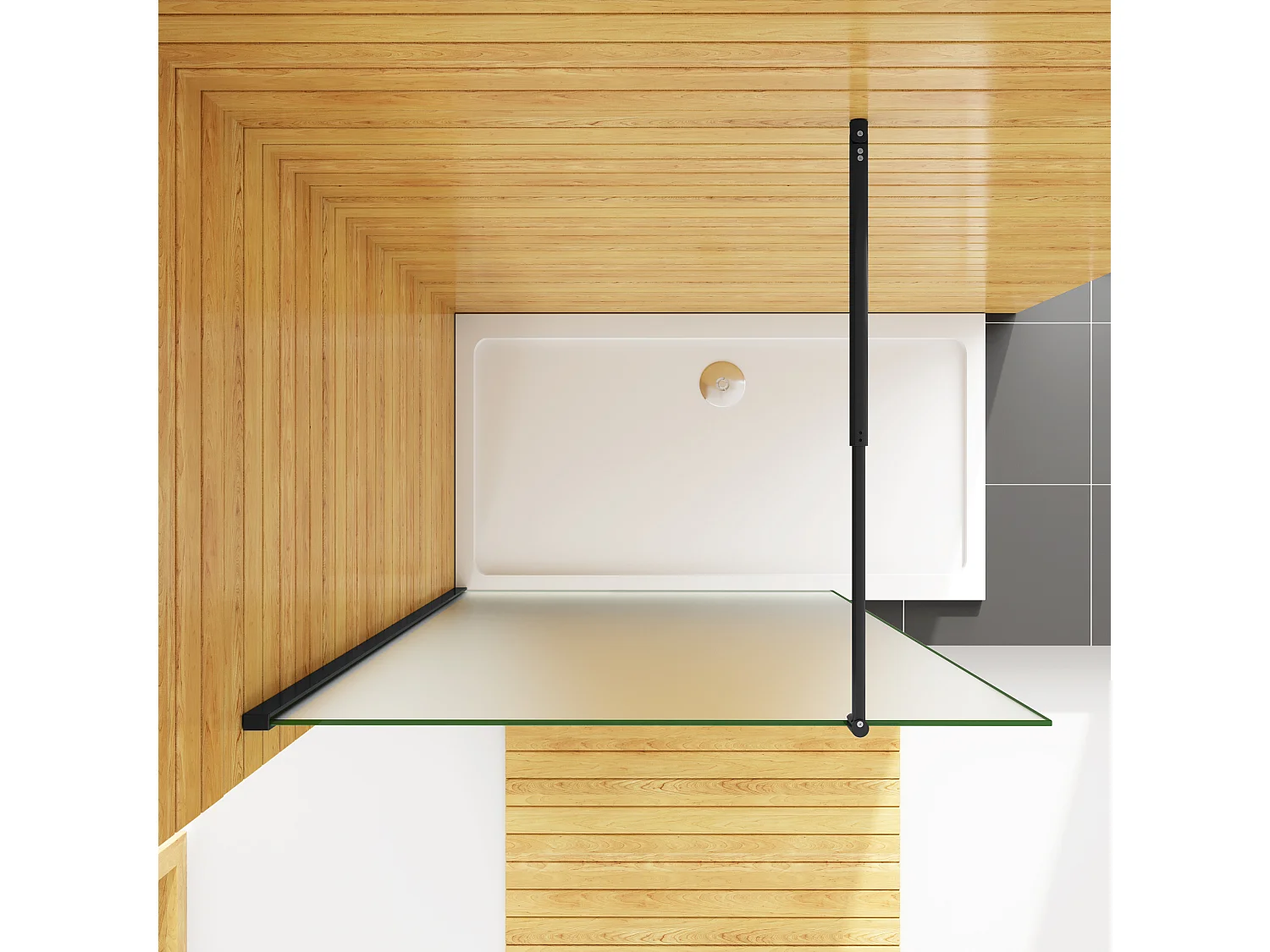 Duschabtrennung Milchglas Duschwand Walk In 70-120 cm Querhaltstange 80 cm Gals 10 mm Dicke