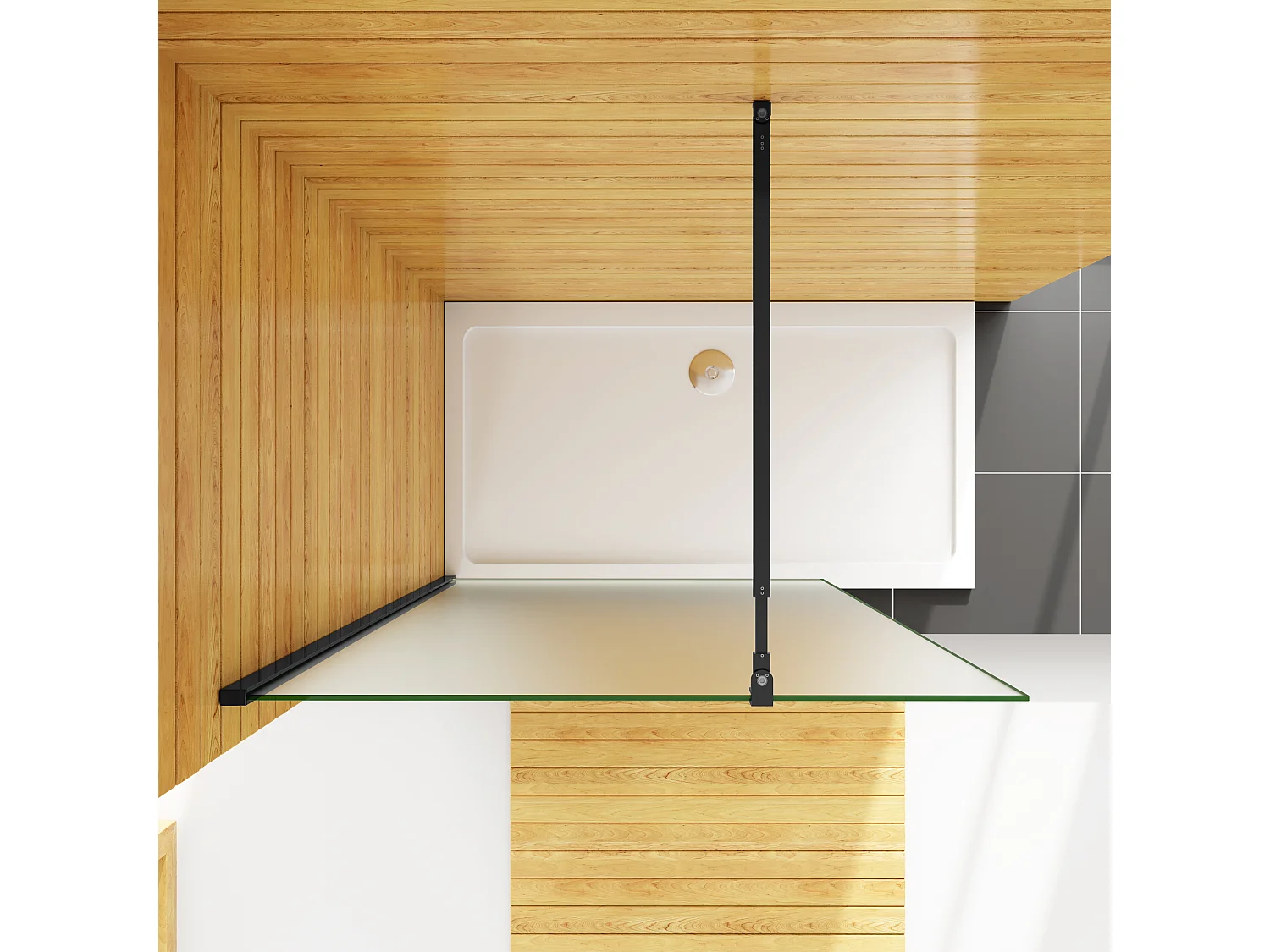 Duschabtrennung Milchglas Duschwand Walk In 73-120 cm Querhaltstange 100 cm Gals 10 mm Dicke