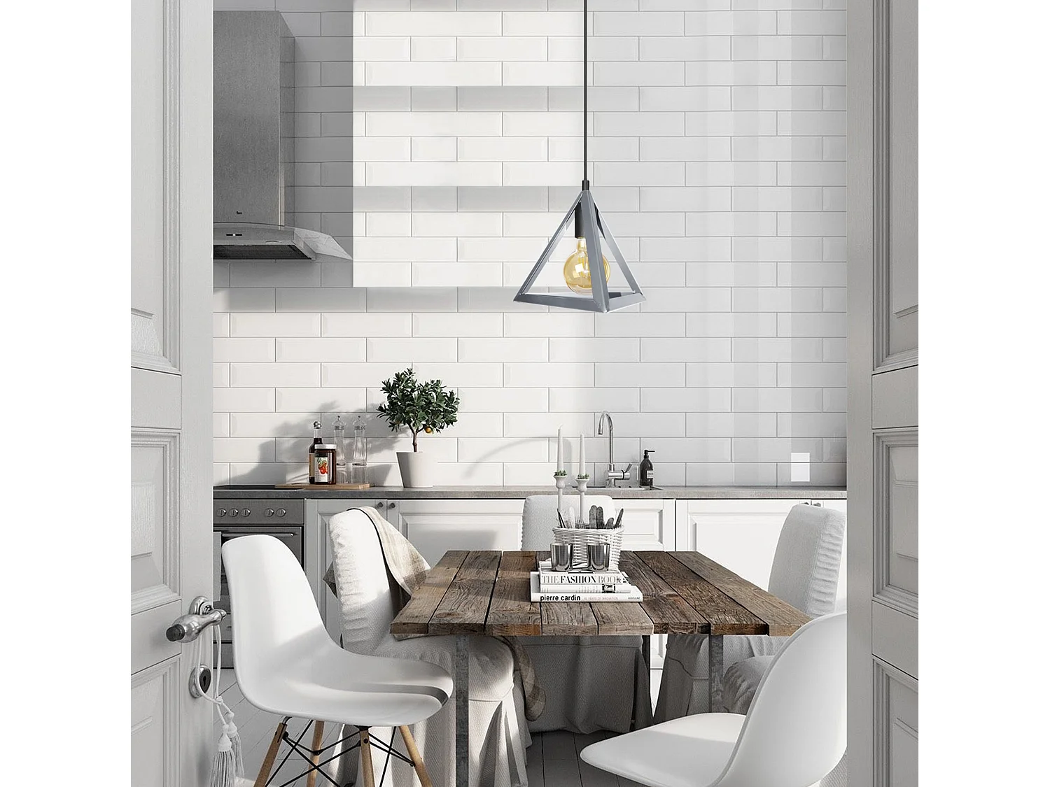 Suspensão TOSEL  TÉTRAÈDRE MÉTAL A metal cilindro castanho D30 x  H77  cm