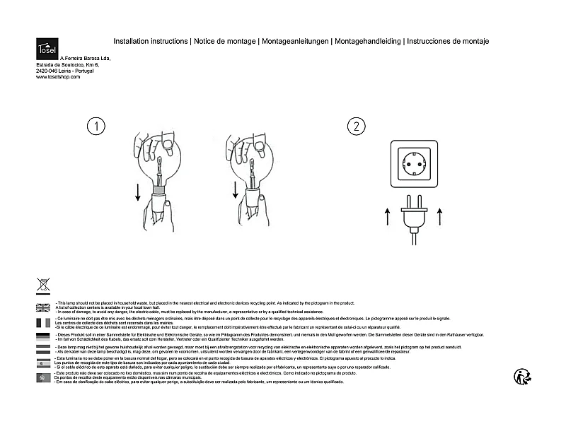Suspensión  TOSEL ,vidrio,Gris ,A70xD23xP23 cm