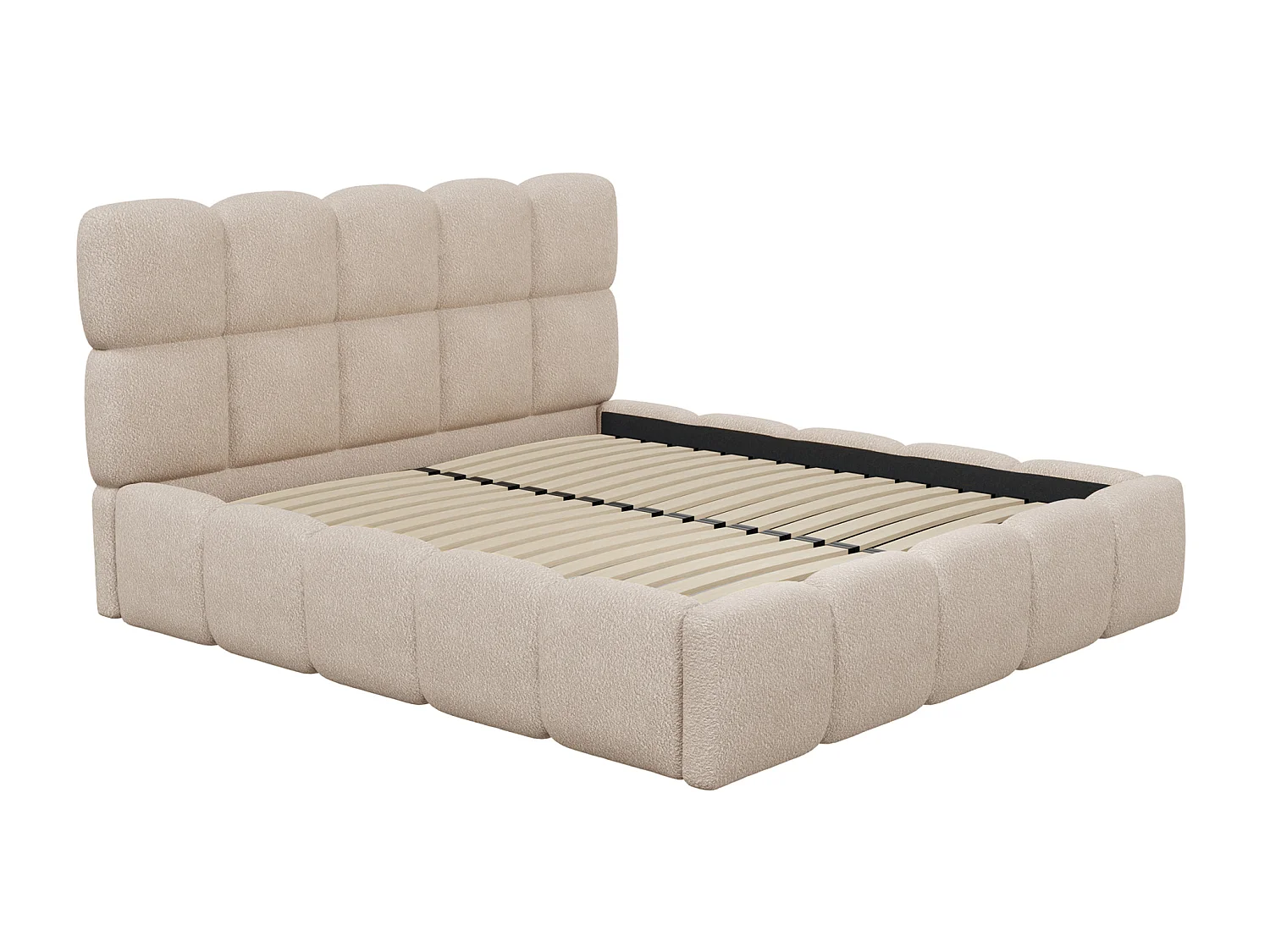 Cama com espaço de arrumação 200x200 cm tecido bouclé bege + colchão - DAMADO de Pascal Morabito