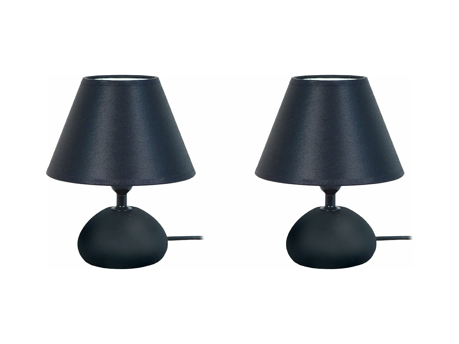 Pair de Lampes de chevet ovale bois  rouge 22 cm.