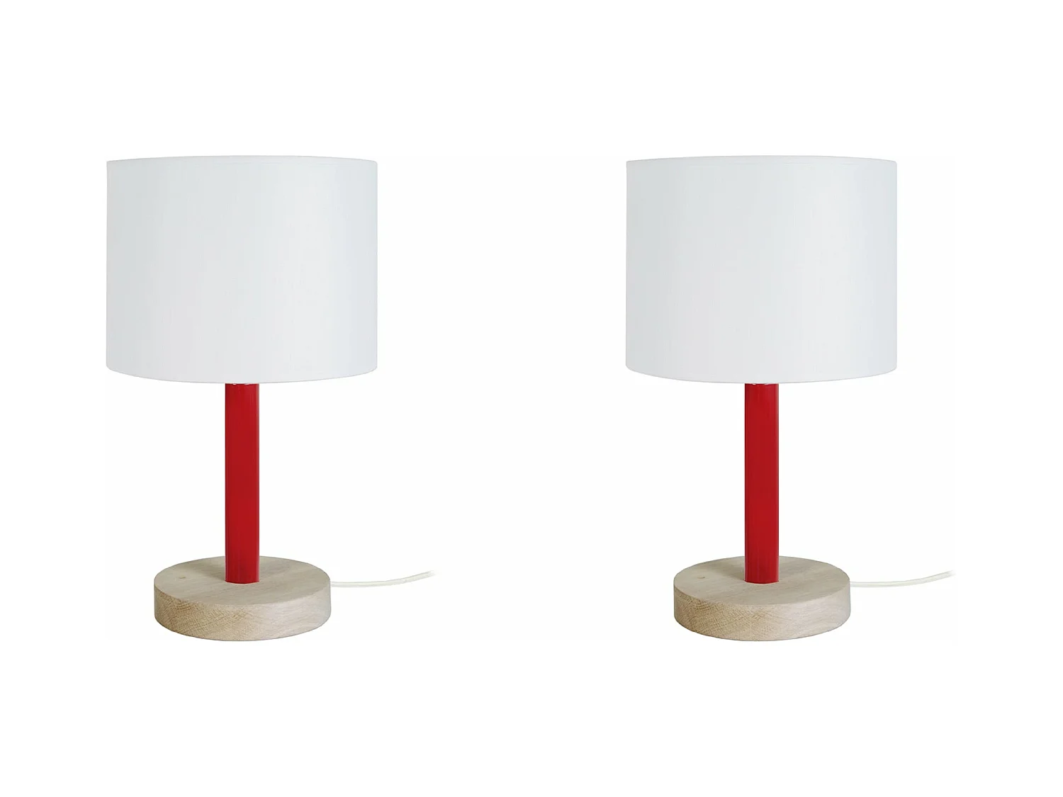 Pair de Lampes de chevet droit bois  naturel,vert vert anis 35 cm.