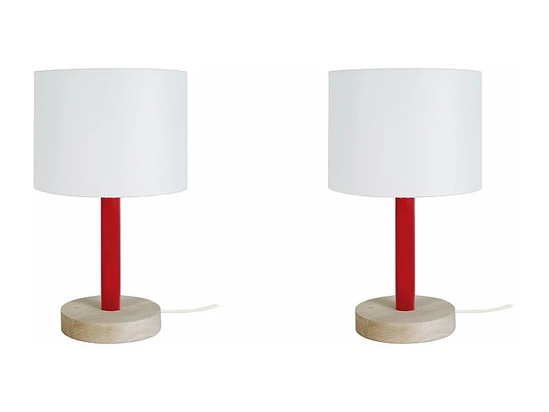 Pair de Lampes de chevet droit bois  naturel,vert vert anis 35 cm.