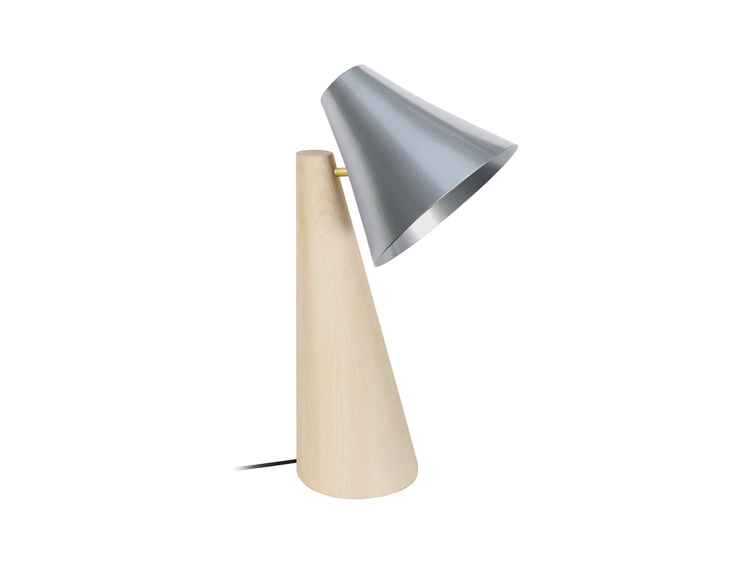 Lampe de bureau conique bois  naturel,aluminium 42 cm.