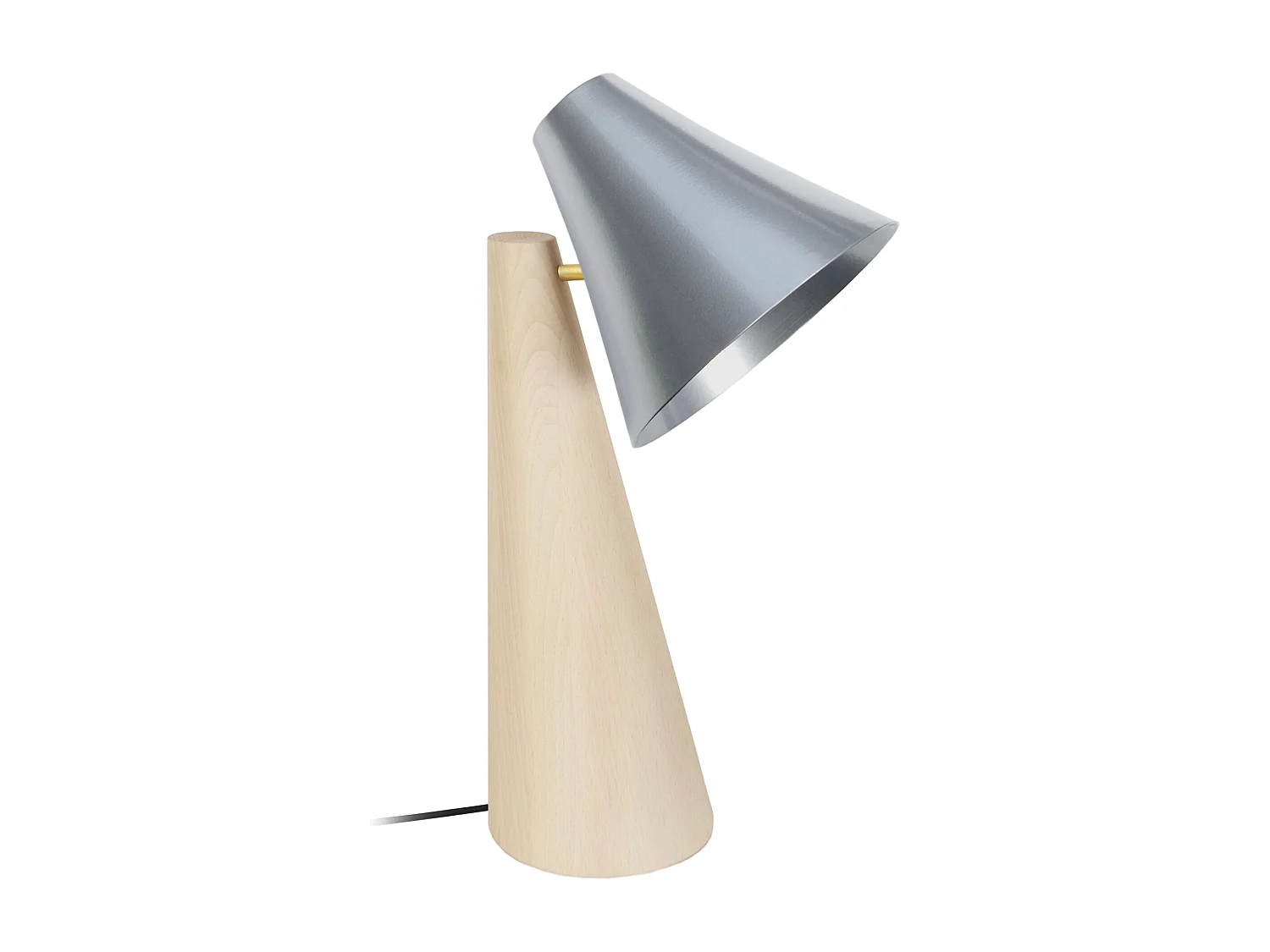 Lampe de bureau conique bois  naturel,aluminium 42 cm.