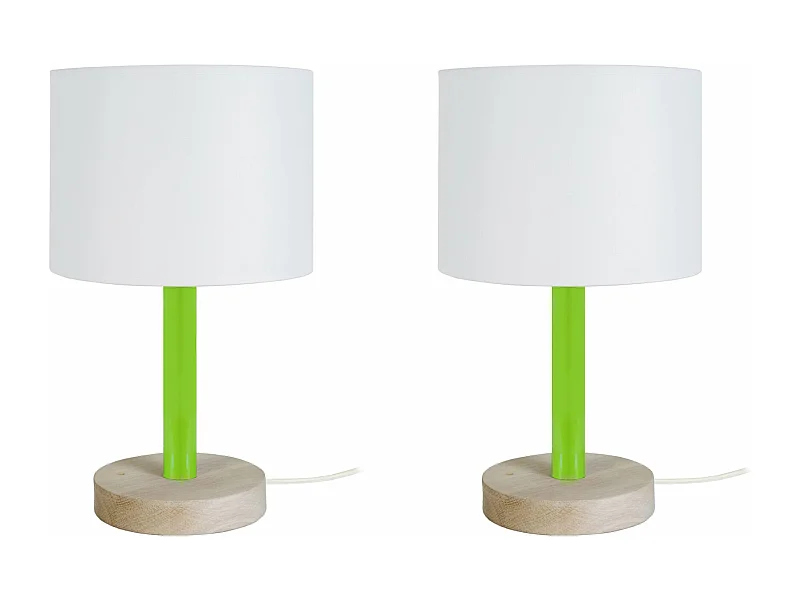 Abajur TOSEL MANON LT2 tecido coluna Verde D22 x  H50  cm