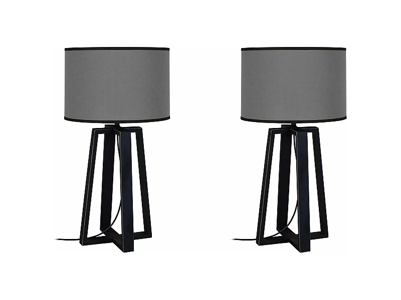 Abajur TOSEL BOIS MINOR LT2 tecido cônico branco D16 x  H22  cm