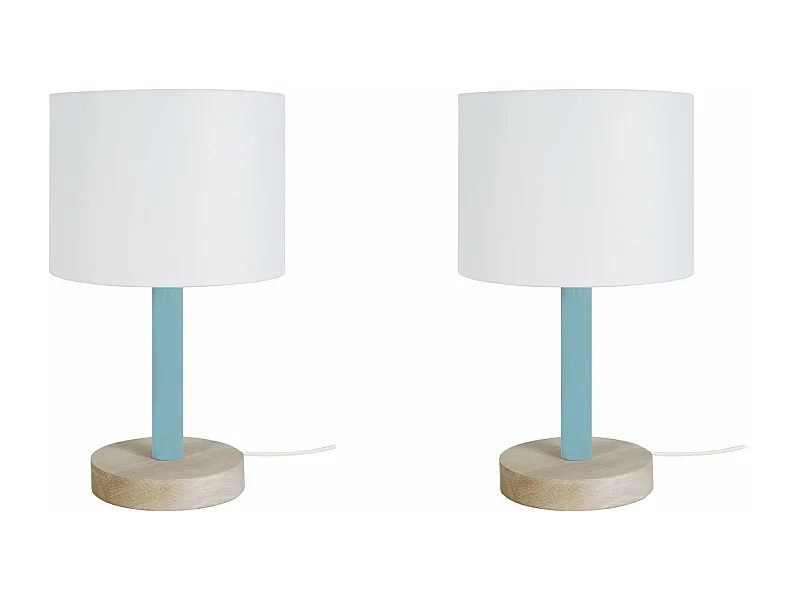 Abajur TOSEL MANON LT2 tecido coluna azul D22 x  H50  cm