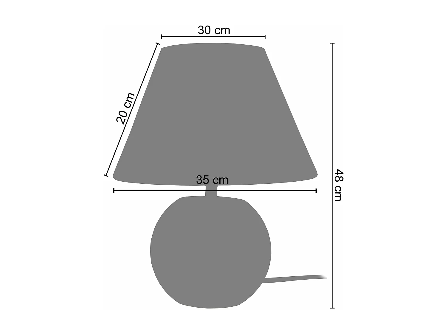 Lampe de chevet globe beige,noir 48 cm.