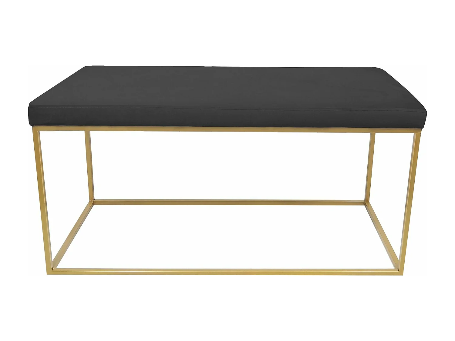 Banquette & 2 Poufs en Velours "Tinuj" 99cm Noir