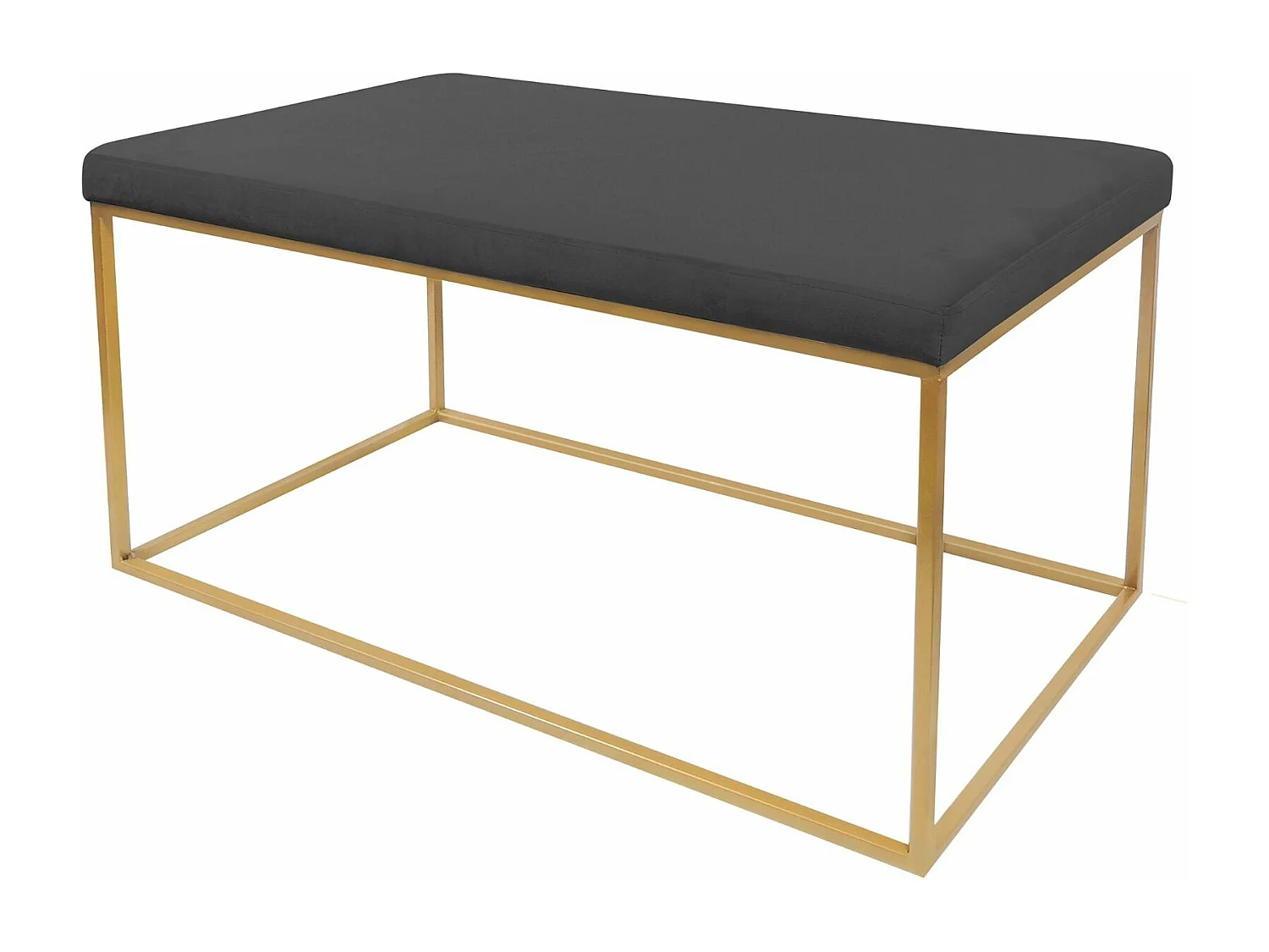 Banquette & 2 Poufs en Velours "Tinuj" 99cm Noir