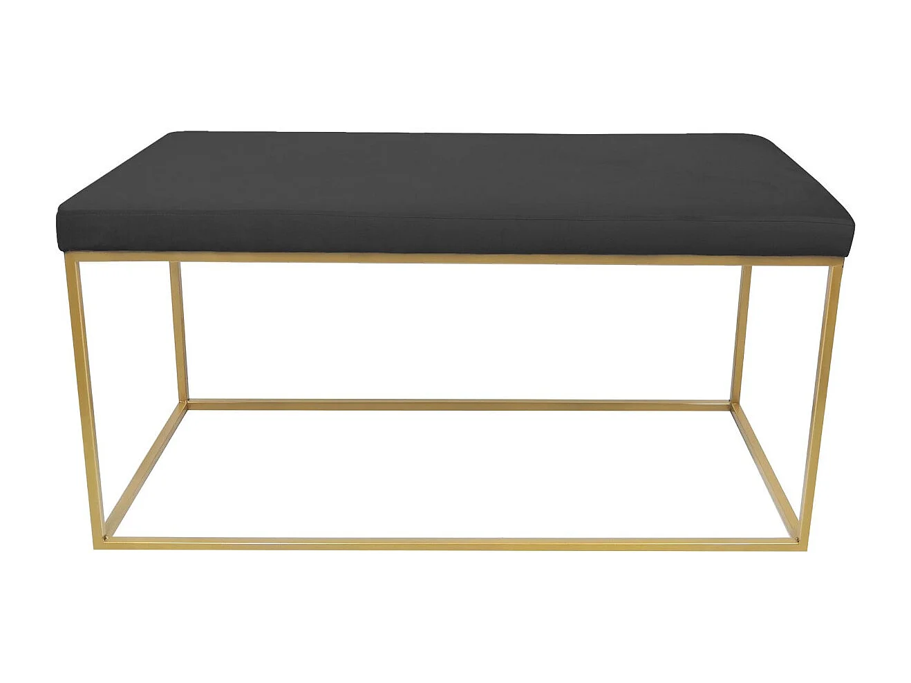 Banquette & 2 Poufs en Velours "Tinuj" 99cm Noir