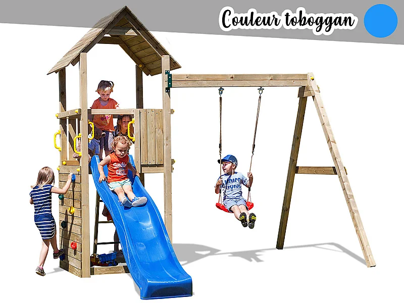 Aire de jeux Carol 2 - Toboggan Bleu - Fungoo