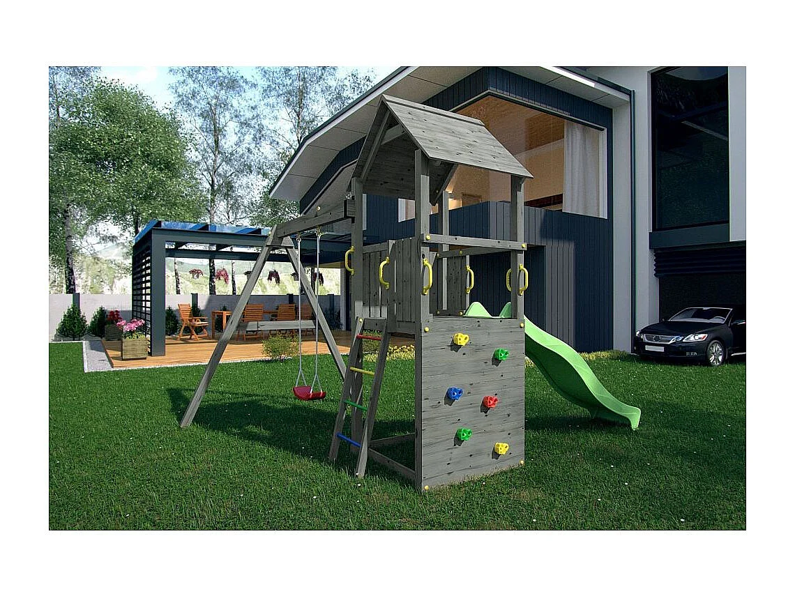 Aire de jeux Carol 2 - Toboggan Bleu - Fungoo