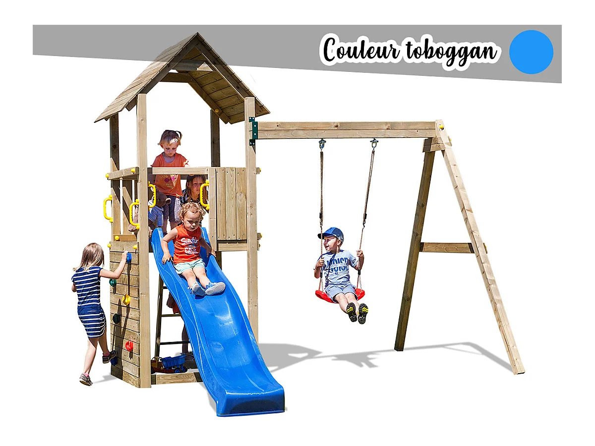 Aire de jeux Carol 2 - Toboggan Bleu - Fungoo