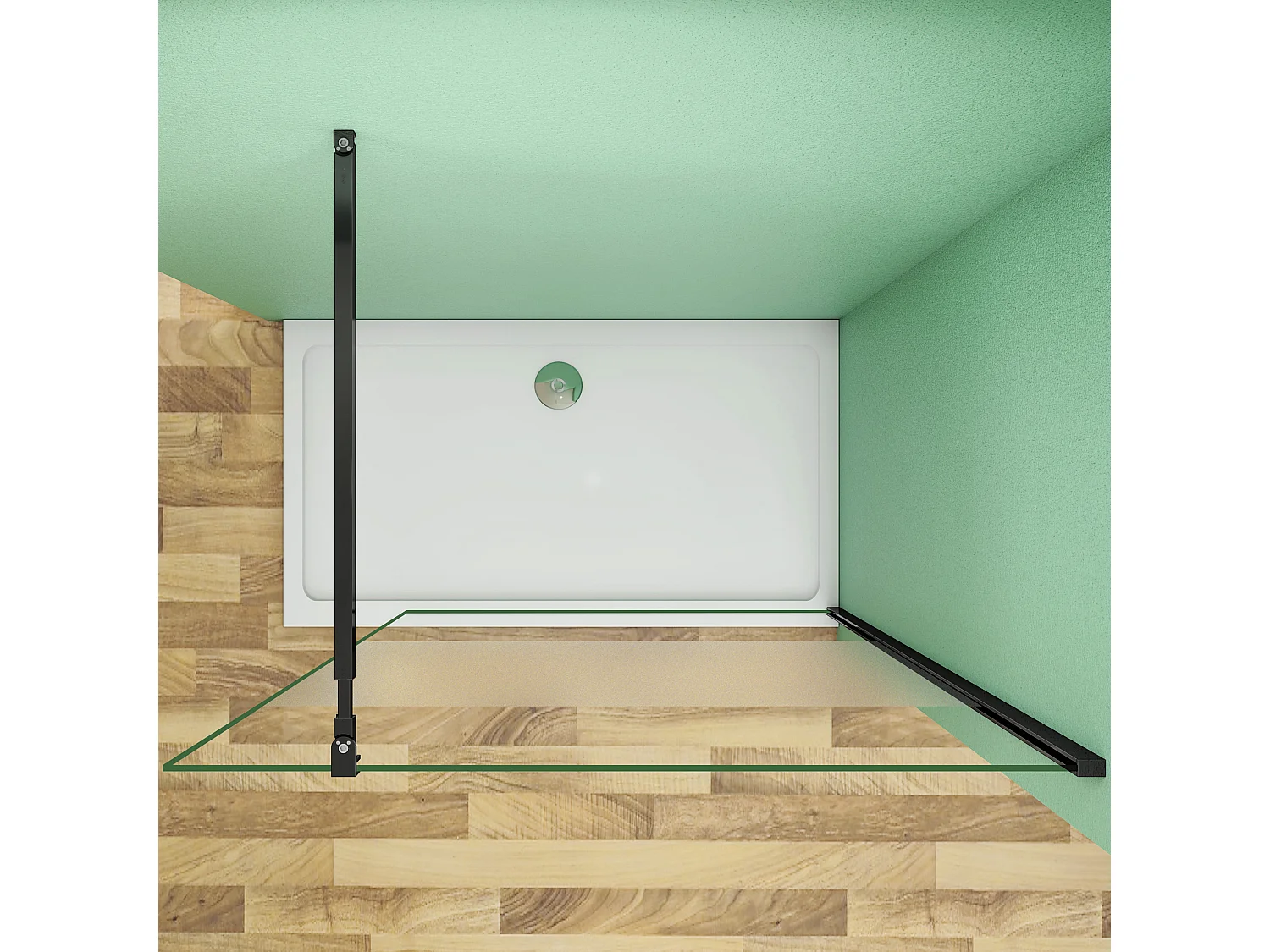 80x200cm Schwarzrahmen Duschabtrennung Walk In 8mm Nano ESG Milchglasstreifen Duschabtrennung + 73-120cm Stabilisator Höhe 200cm