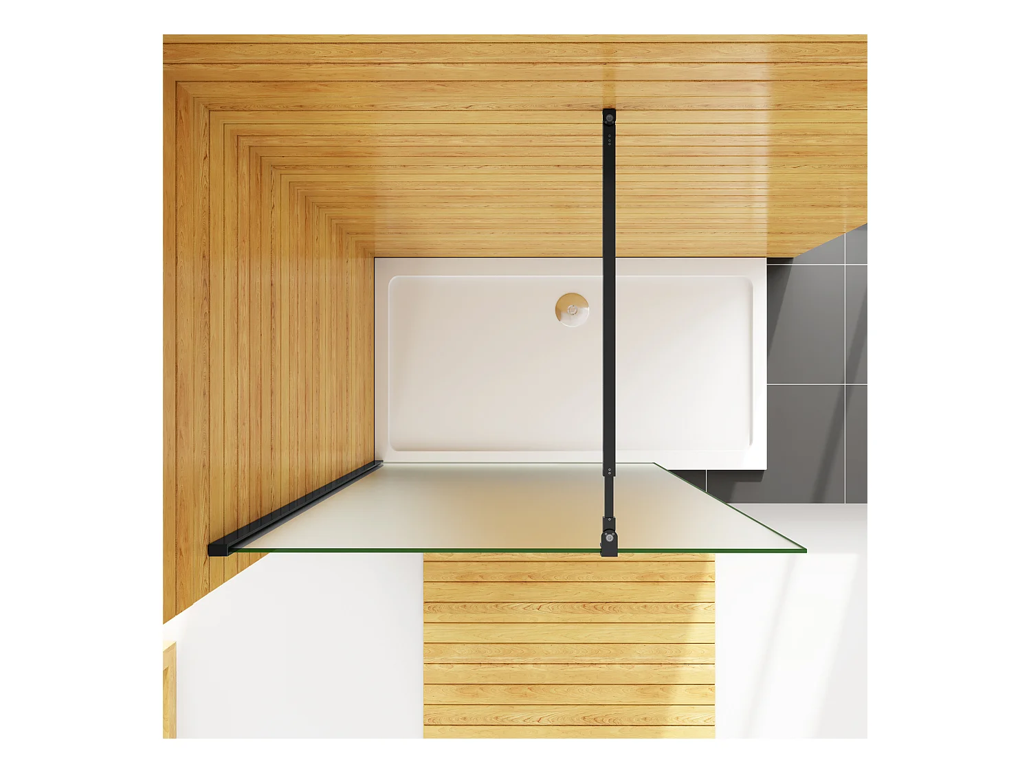 Duschabtrennung Milchglas Duschwand Walk In 73-120 cm Querhaltstange 90 cm Gals 10 mm Dicke