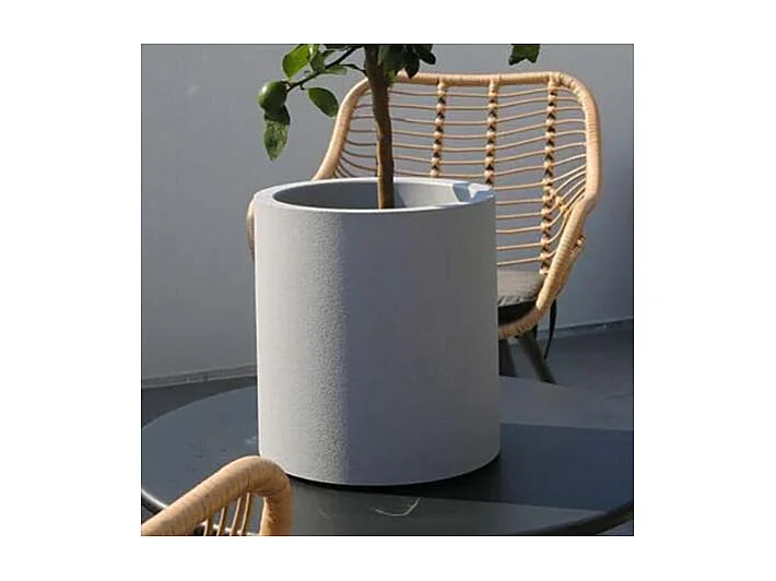 Pot en plastique rond aspect granit 30 cm Bleu