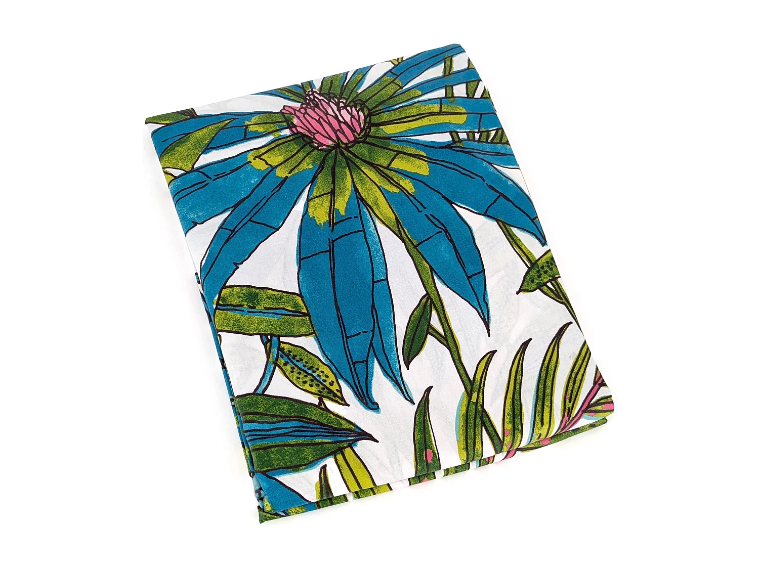 Nappe ronde 170 cm BAHIA bleu Paon coton + enduction acrylique