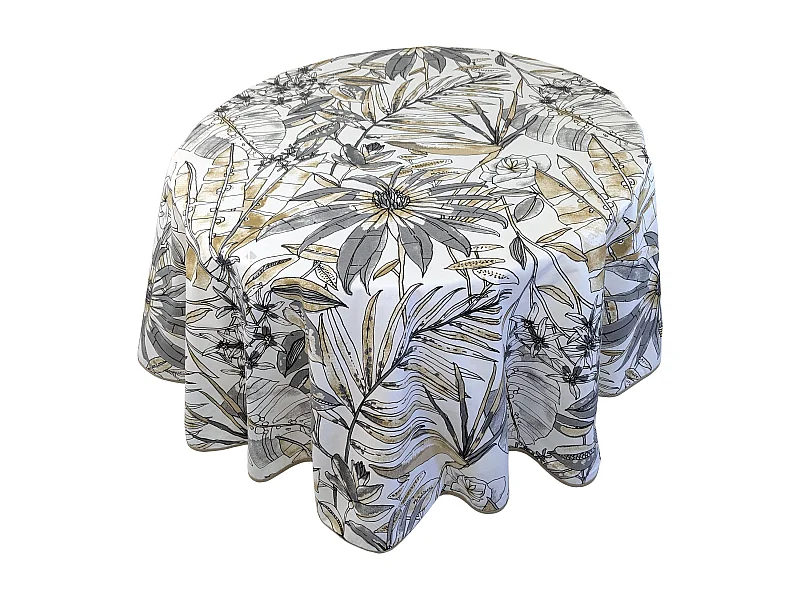 Nappe ronde 170 cm BAHIA gris Fusain coton + enduction acrylique
