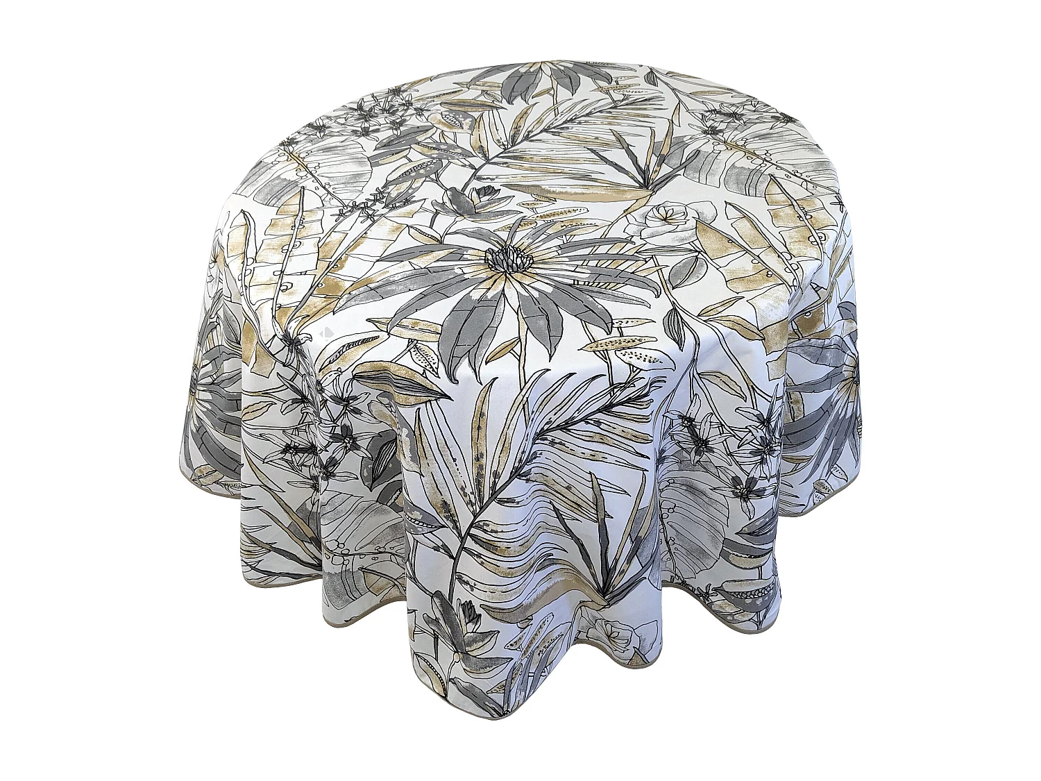 Nappe ronde 170 cm BAHIA gris Fusain coton + enduction acrylique