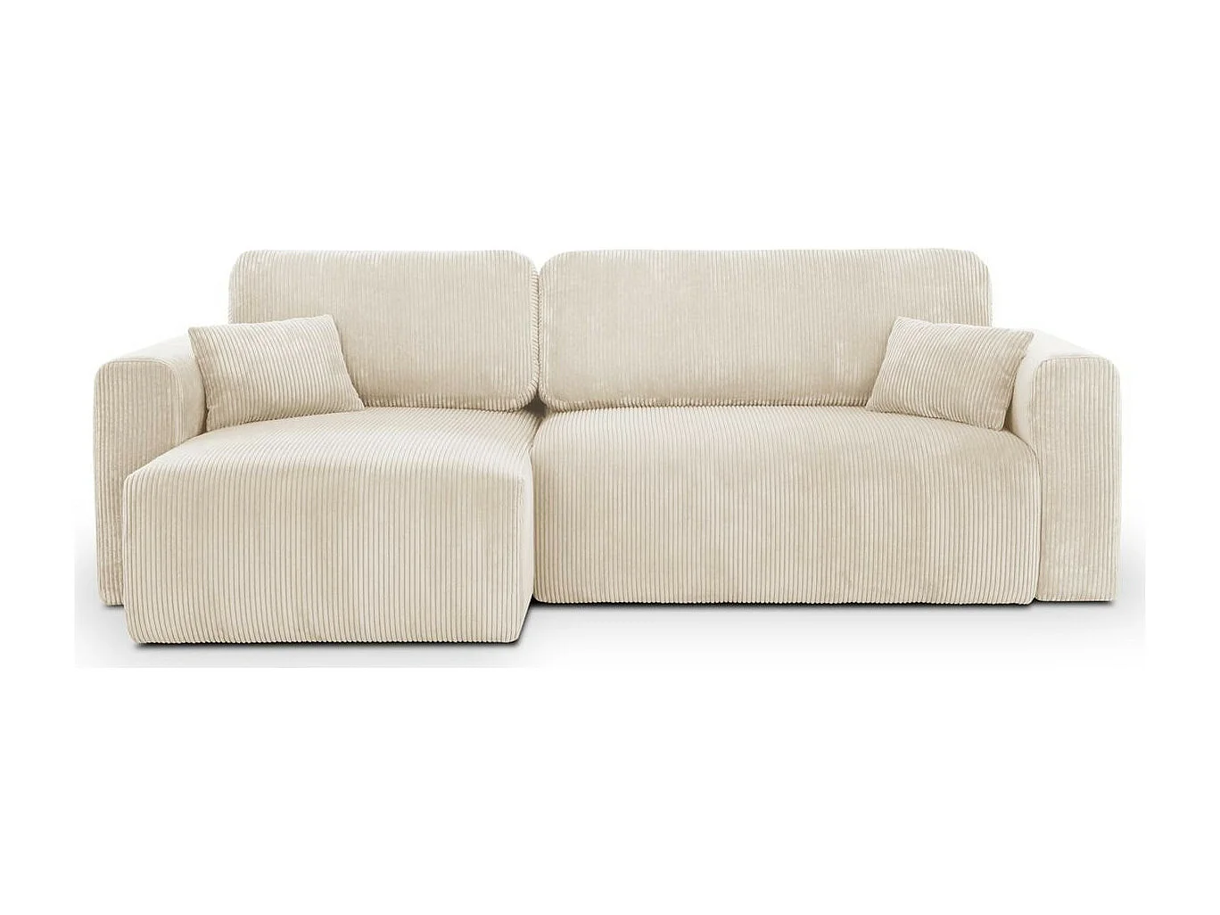 Canapé d'angle réversible convertible 4 places avec coffre de rangement en velours côtelé beige - Davis