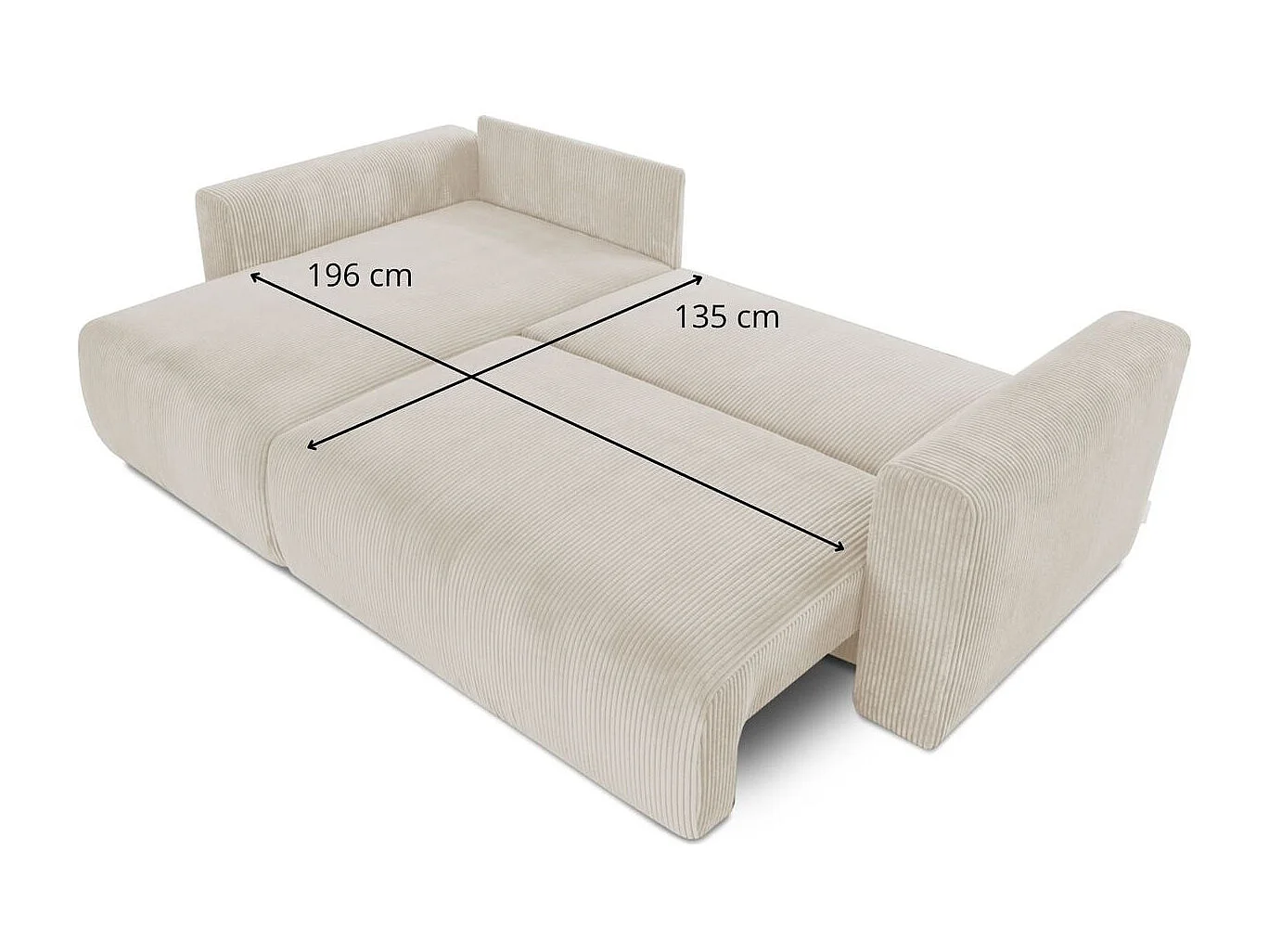 Canapé d'angle réversible convertible 4 places avec coffre de rangement en velours côtelé beige - Davis