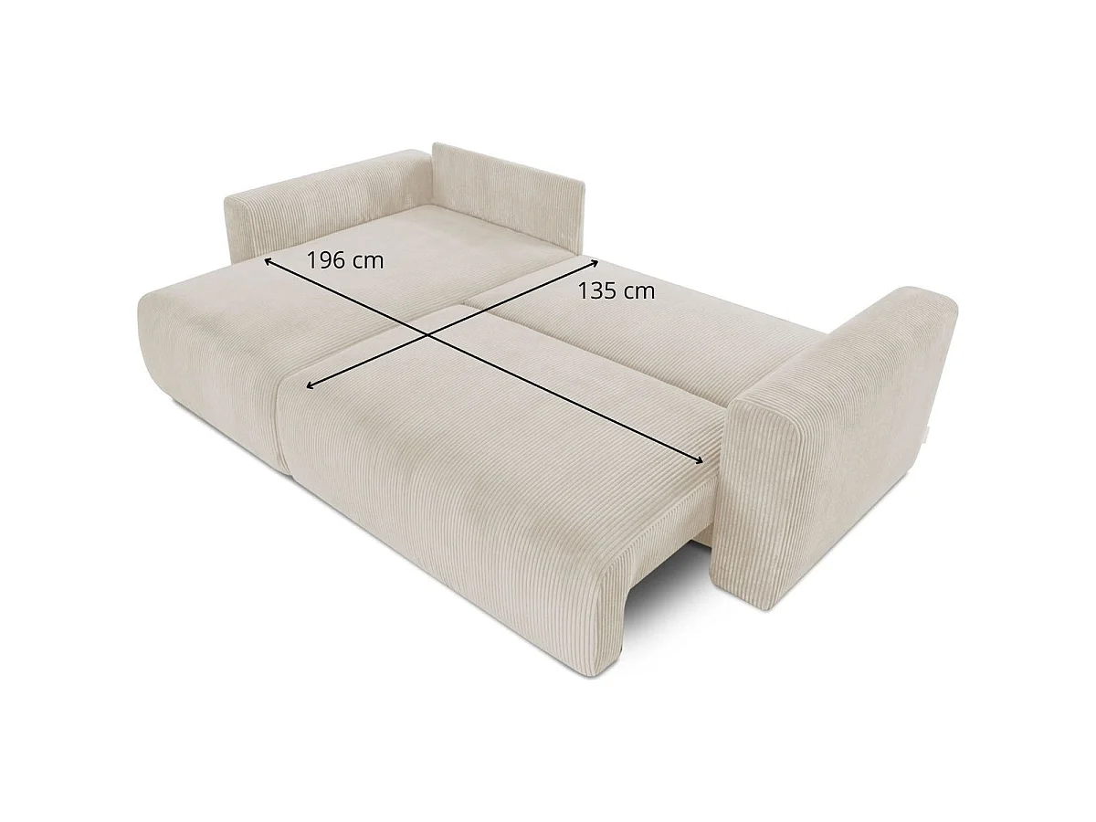 Canapé d'angle convertible 4 places avec coffre en velours beige DAVIS