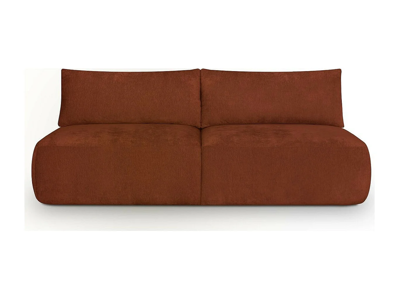 Canapé convertible 3 places avec coffre de rangement en tissu chenille terracotta - Jasper