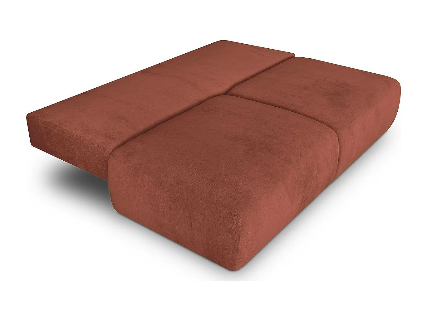 Canapé convertible 3 places avec coffre de rangement en tissu chenille terracotta - Jasper
