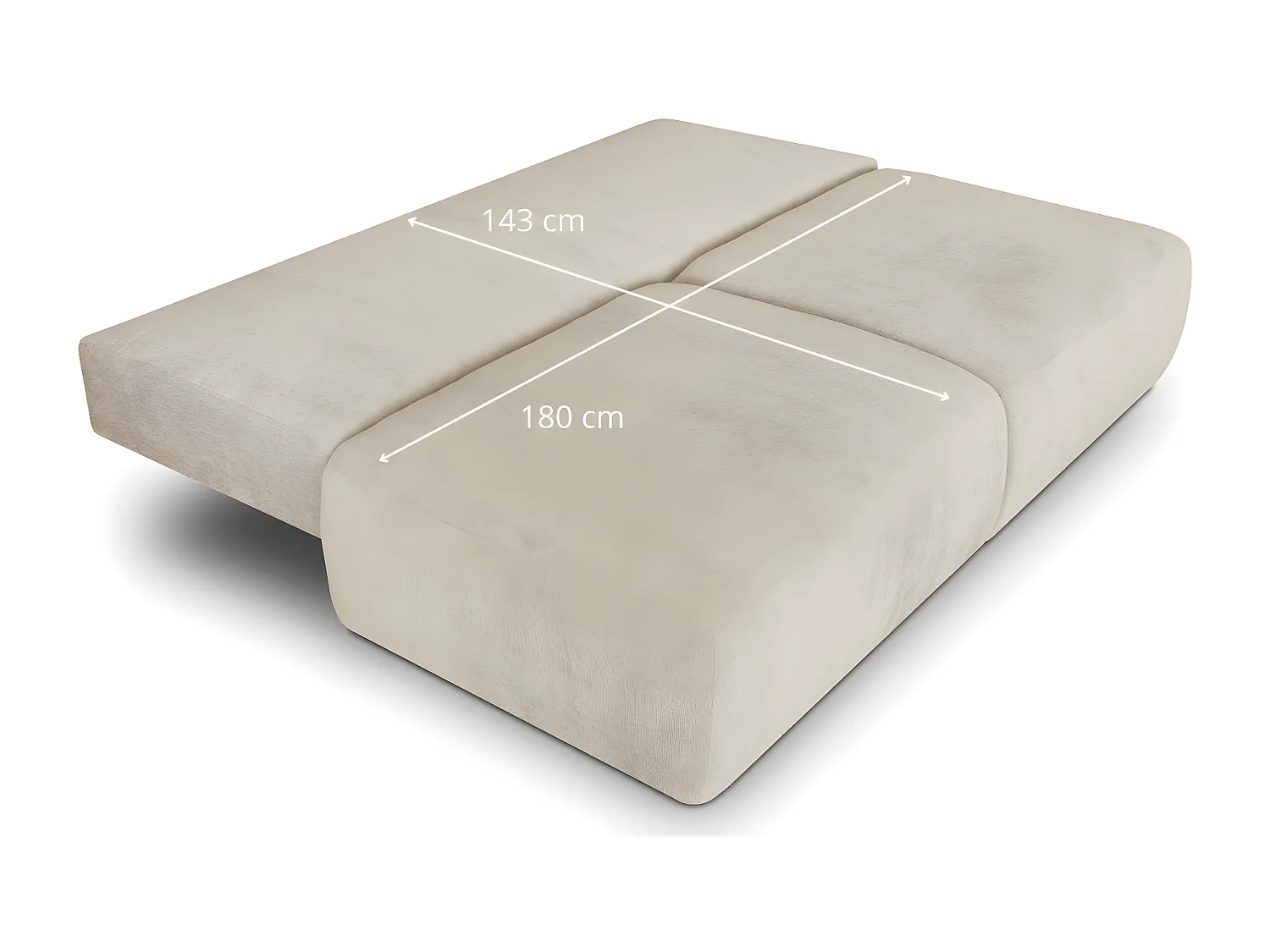 Canapé convertible 3 places avec coffre de rangement en tissu chenille beige - Jasper