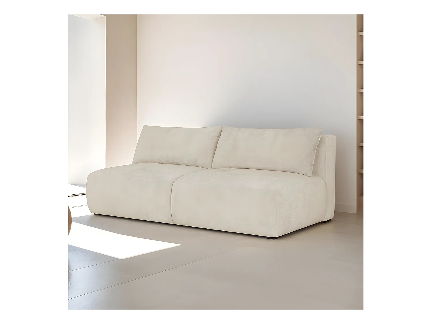 Canapé convertible 3 places avec coffre de rangement en tissu chenille beige - Jasper